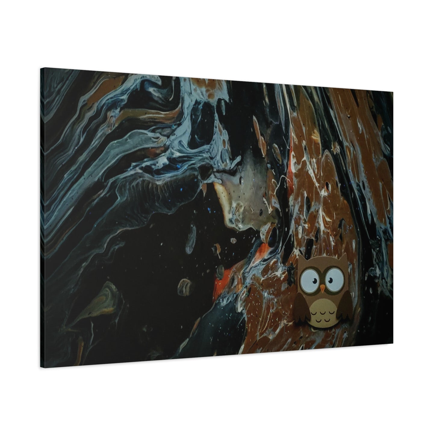 Abstract Swirl Owl Matte Canvas Print