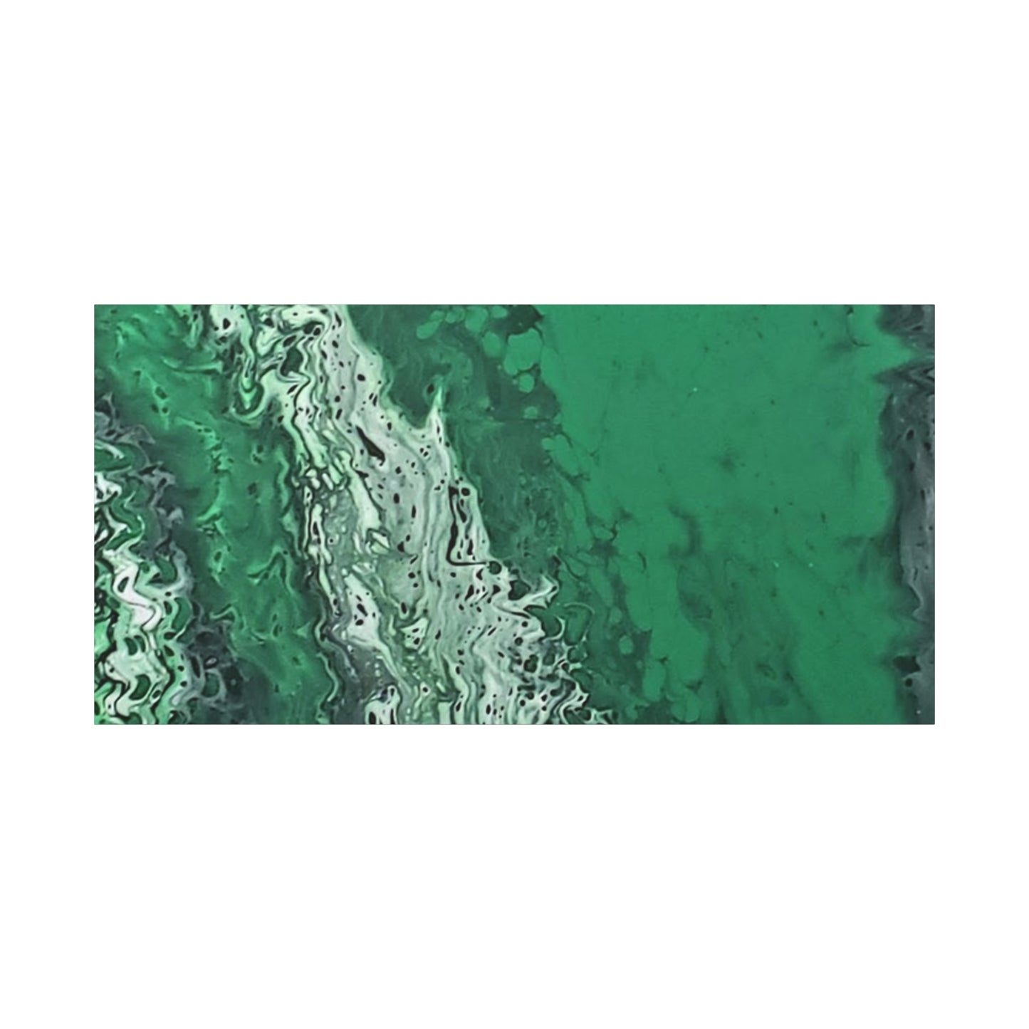 Emerald Wave Abstract Canvas Print — Matte Stretched Wall Art