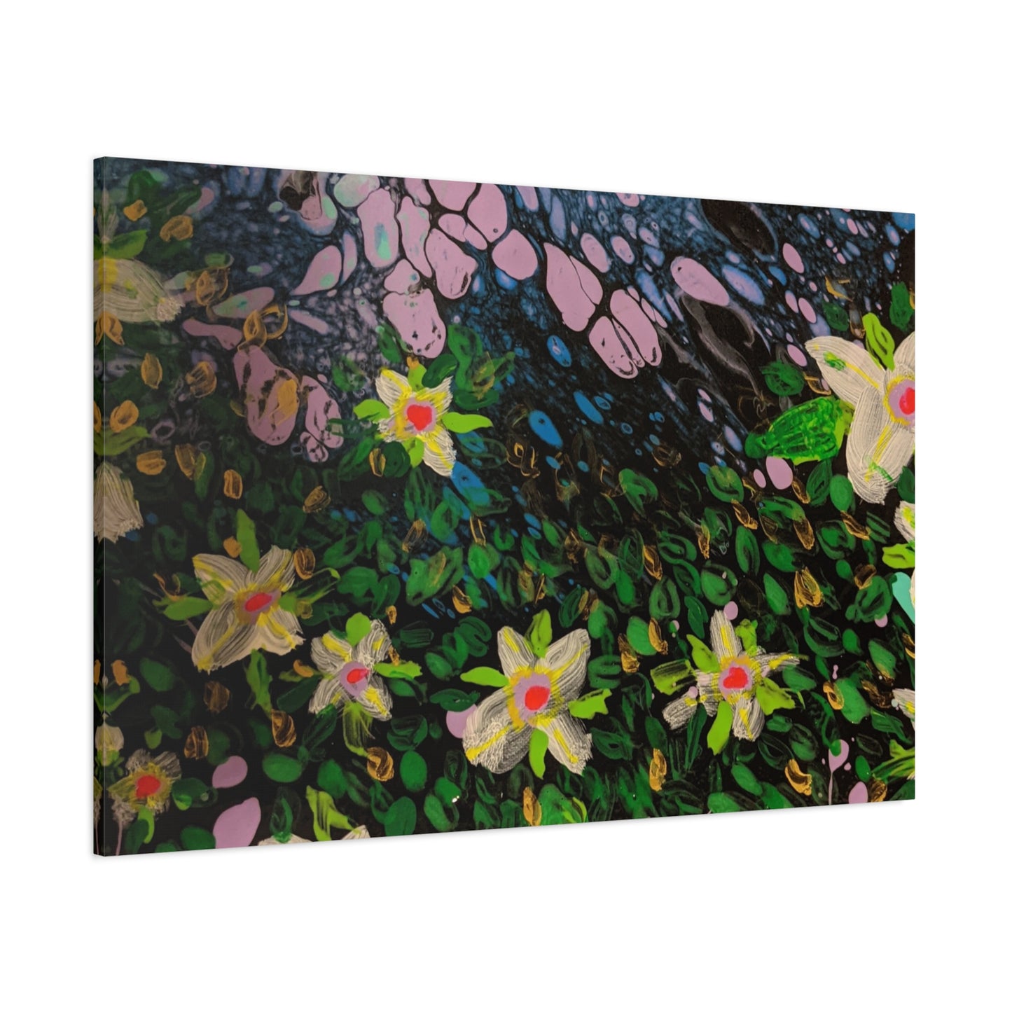 Floetrol&Flowers - Night Pour Garden Matte Canvas Print — Stretched Wall Art