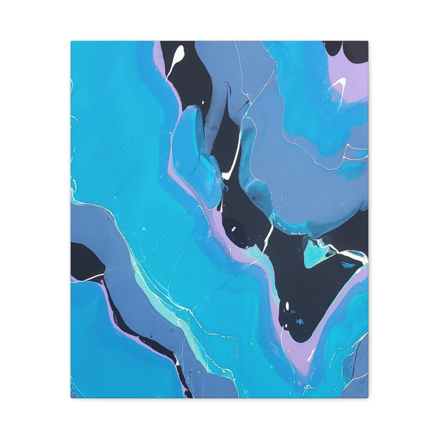 Abstract Blue Fluid Art Canvas Print — Matte Stretched Wall Art 1.25"