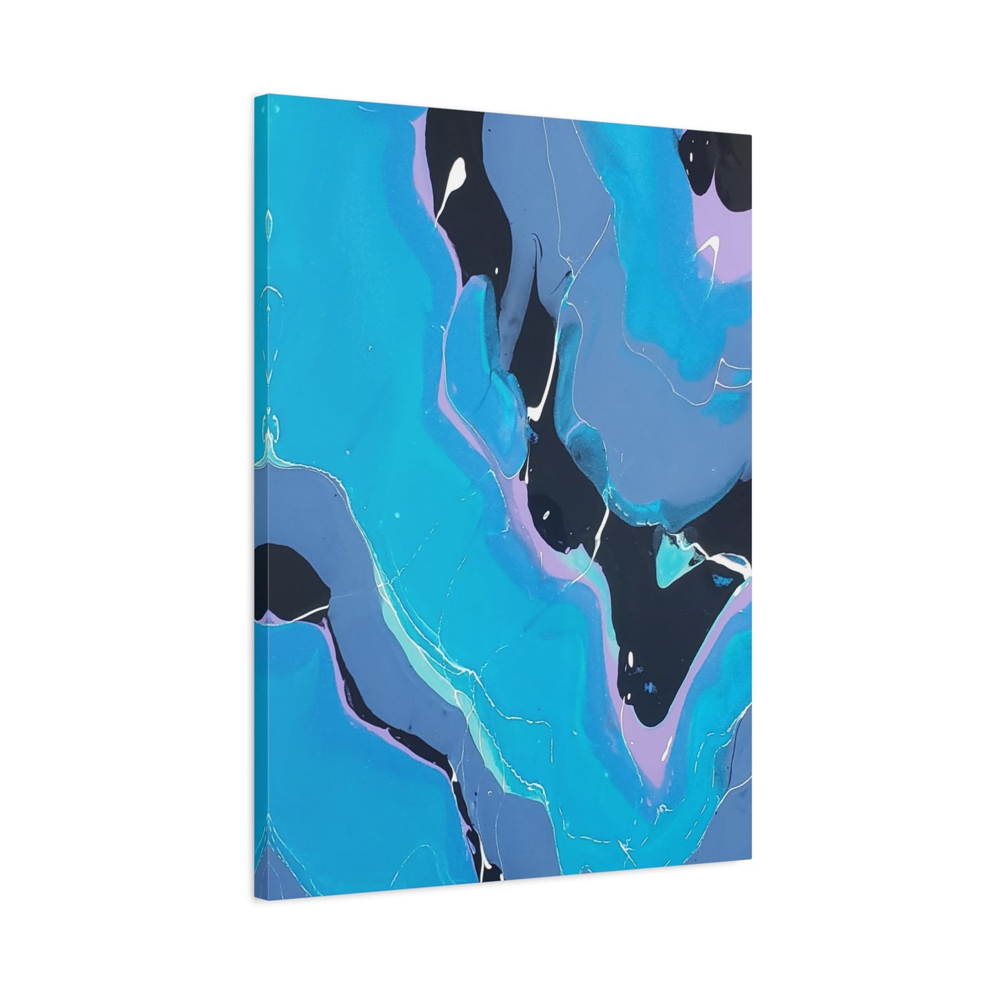 Abstract Blue Fluid Art Canvas Print — Matte Stretched Wall Art 1.25"