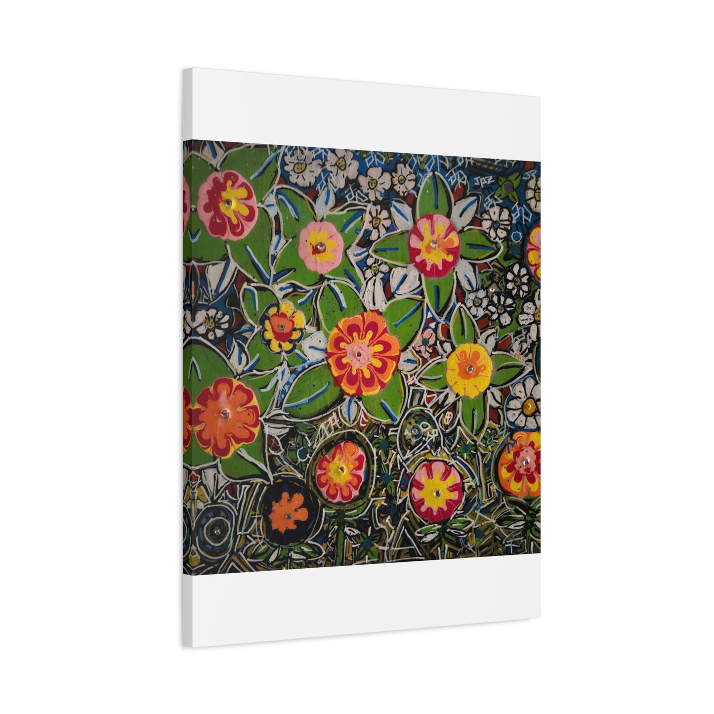 Urban_gardening-04 - Floral Pop Matte Stretched Canvas – Colorful Hand-Painted Garden Wall Art