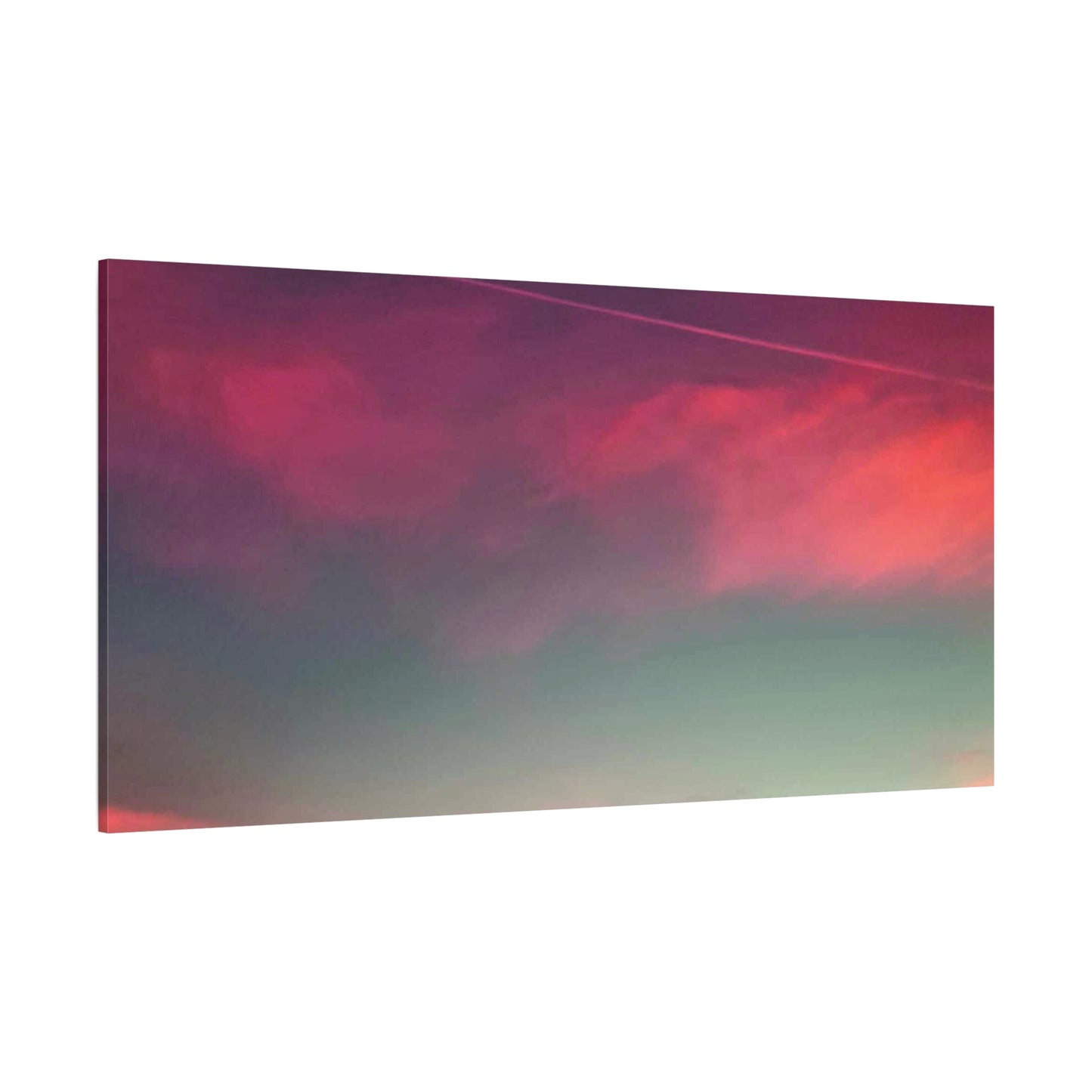 pink sky at morning - Horizon Matte Canvas Print — Vibrant Pink & Teal Sky Wall Art, Stretched 1.25"