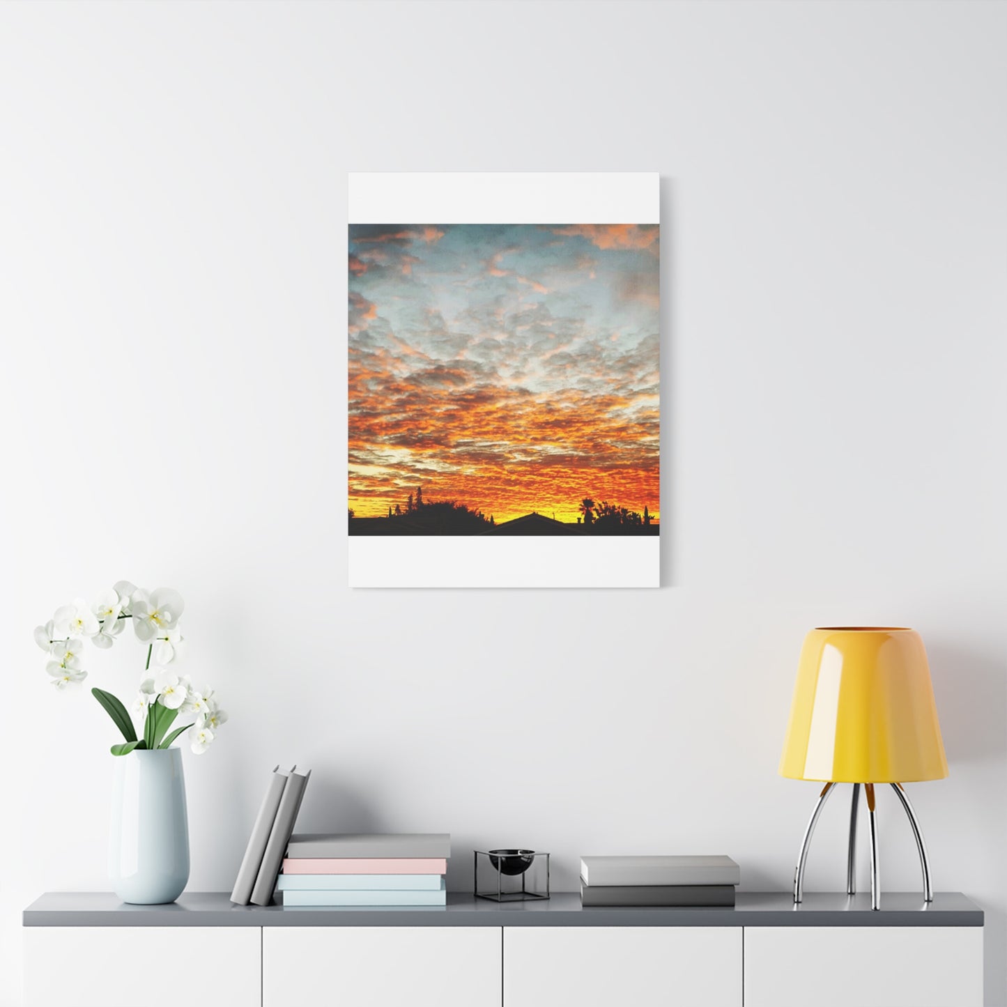 Sunset Sky Canvas Print — Orange Cloudscape Matte Stretched Wall Art