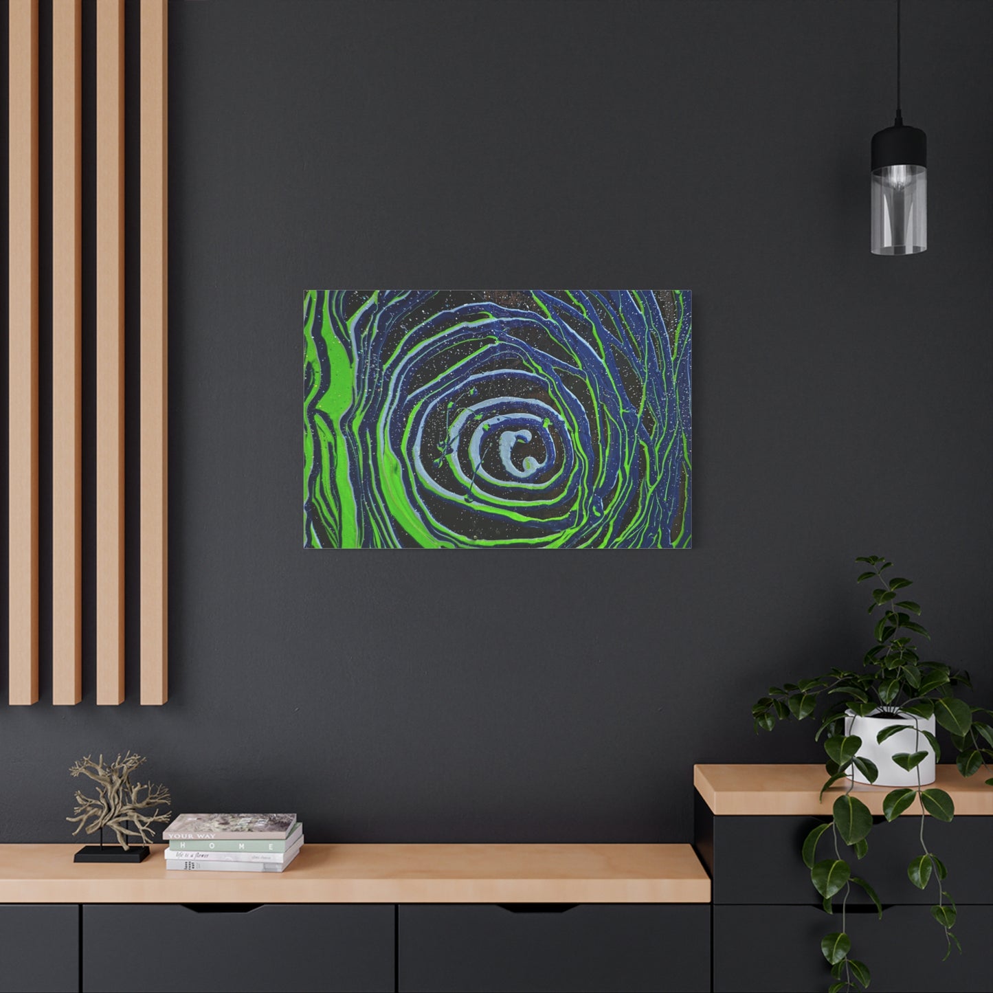 Abstract Green Swirl Matte Canvas Art — Stretched 1.25" Wall Décor