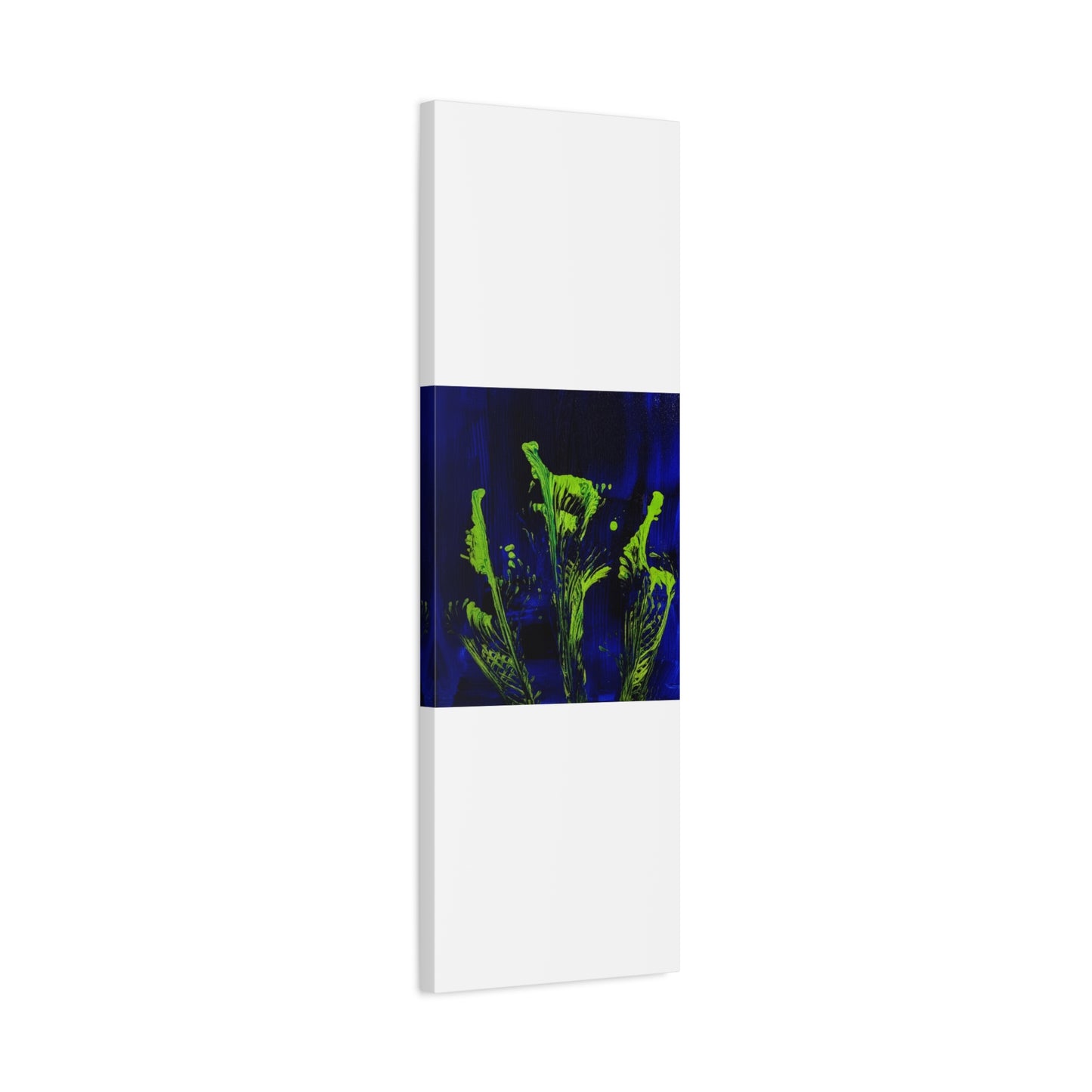 calla_lillies_pt.2 - Neon Floral Abstract Canvas Print — Blue & Lime Stretched Wall Art
