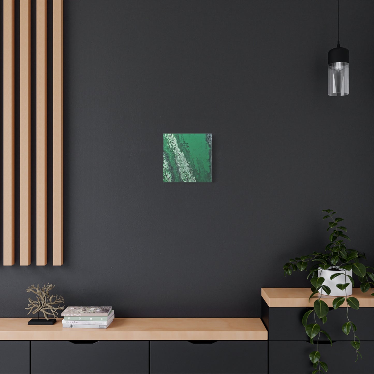 Emerald Wave Abstract Canvas Print — Matte Stretched Wall Art