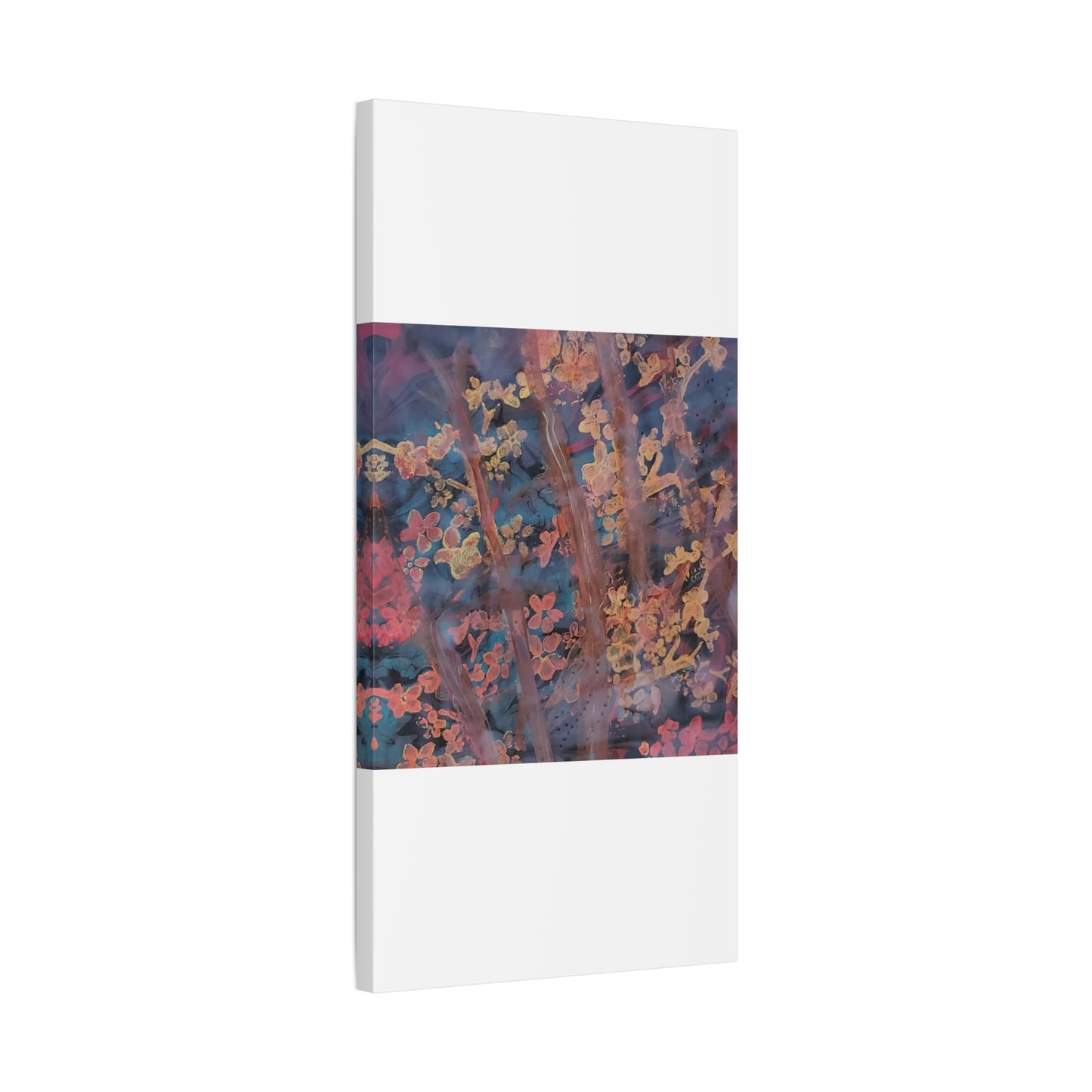 Abstract Floral Canvas Print — Moody Pink & Blue Stretched Wall Art