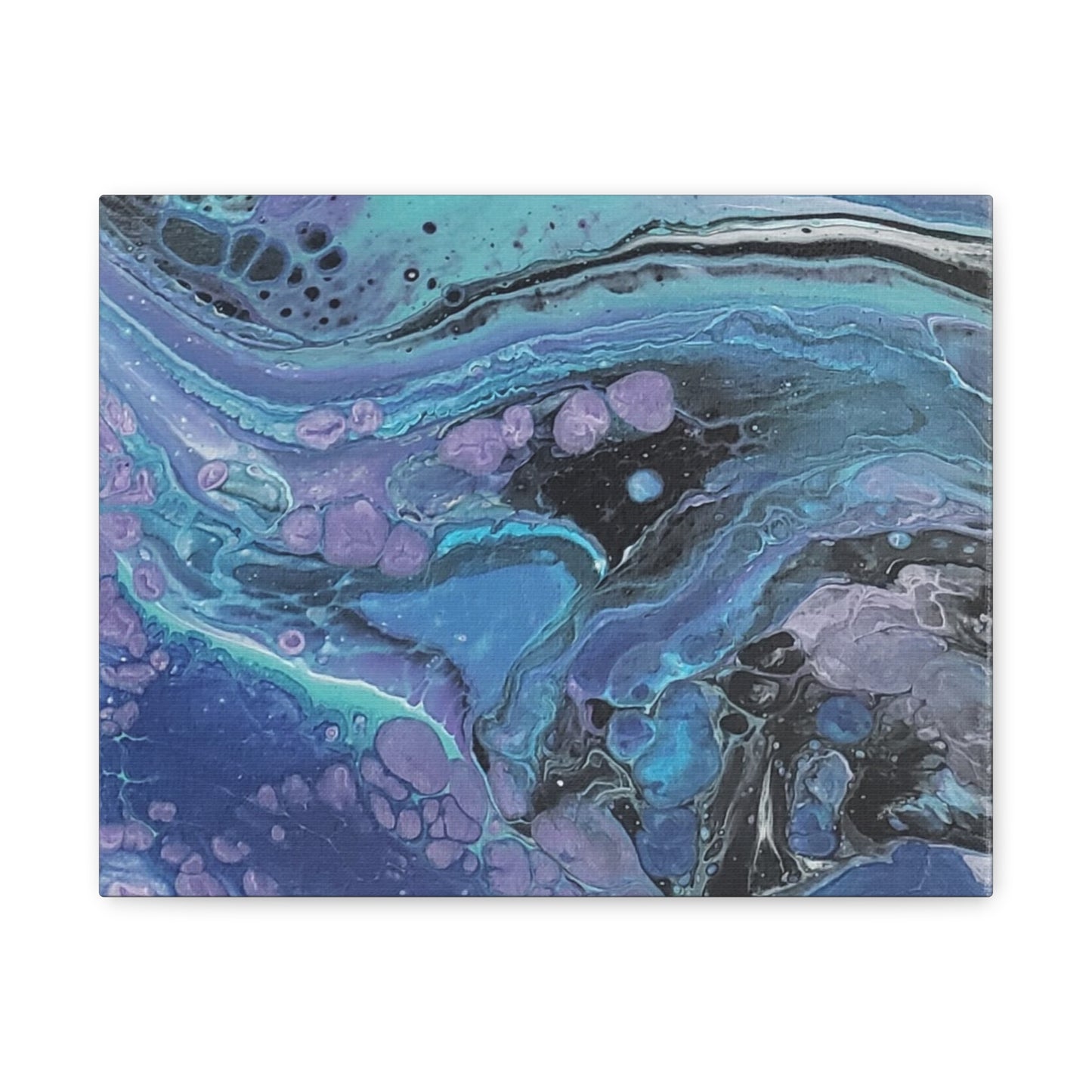 Abstract Ocean Wave Matte Canvas Print — Blue & Purple Fluid Art, Stretched 1.25"