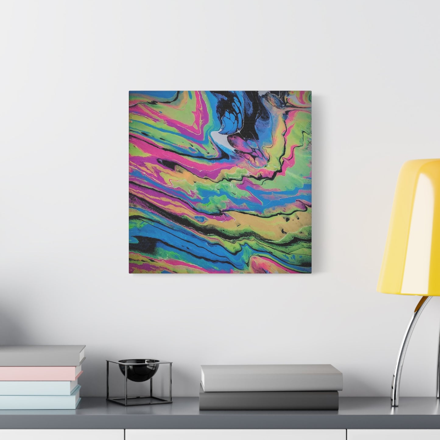 Abstract Neon Fluid Art Canvas Print — Vibrant Psychedelic Wall Decor