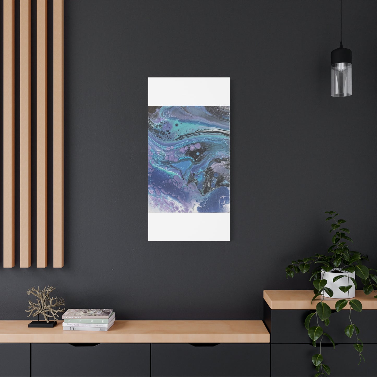 Abstract Ocean Wave Matte Canvas Print — Blue & Purple Fluid Art, Stretched 1.25"
