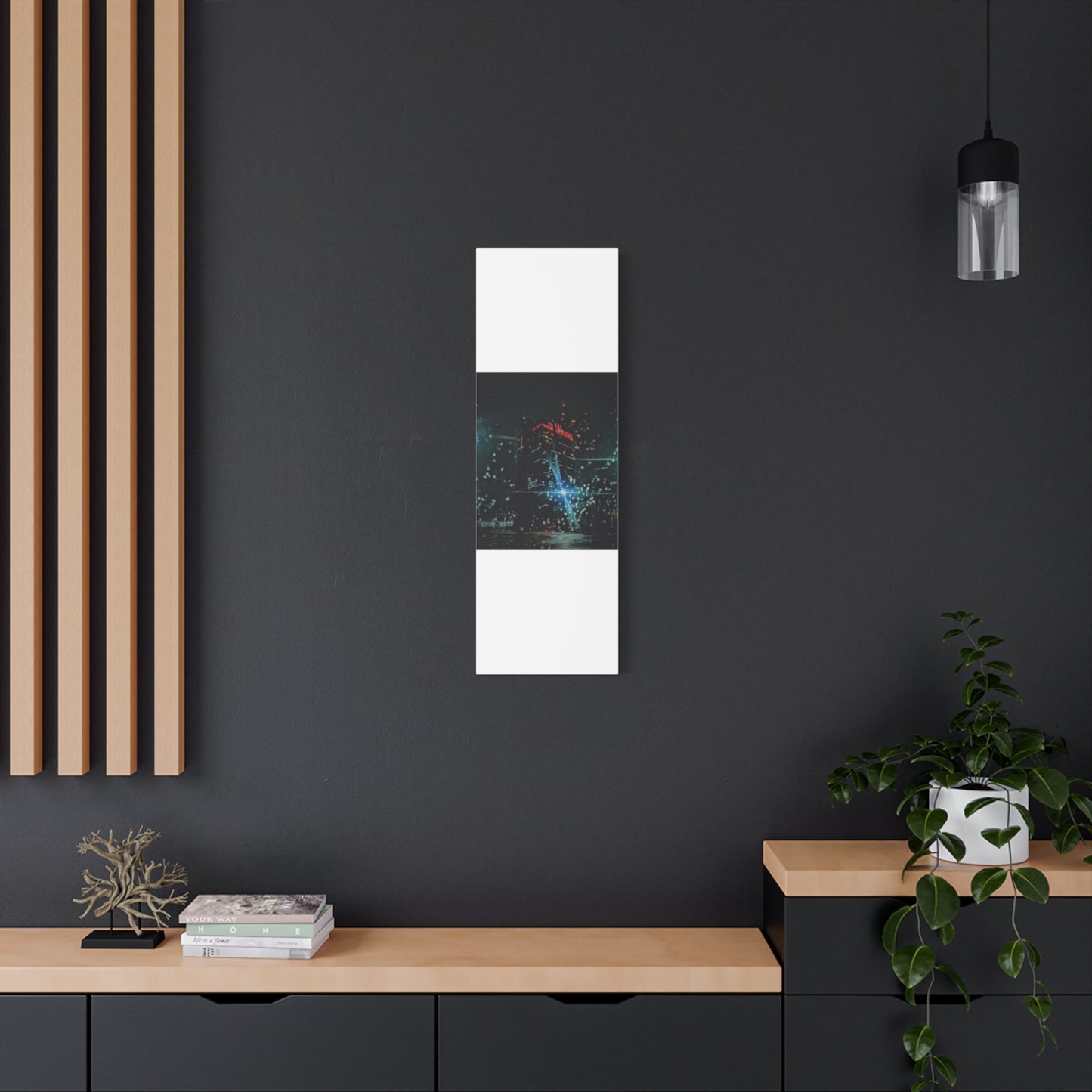 matrix @night Canvas Print — Moody Rainy Urban Wall Art (Matte Stretched)