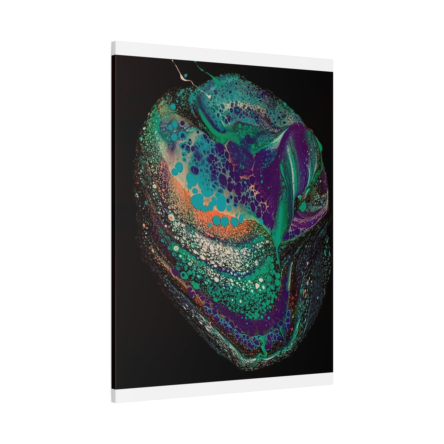 Abstract Fluid Art Canvas Print — Teal, Purple & Gold Swirl Matte Stretched Wall Art