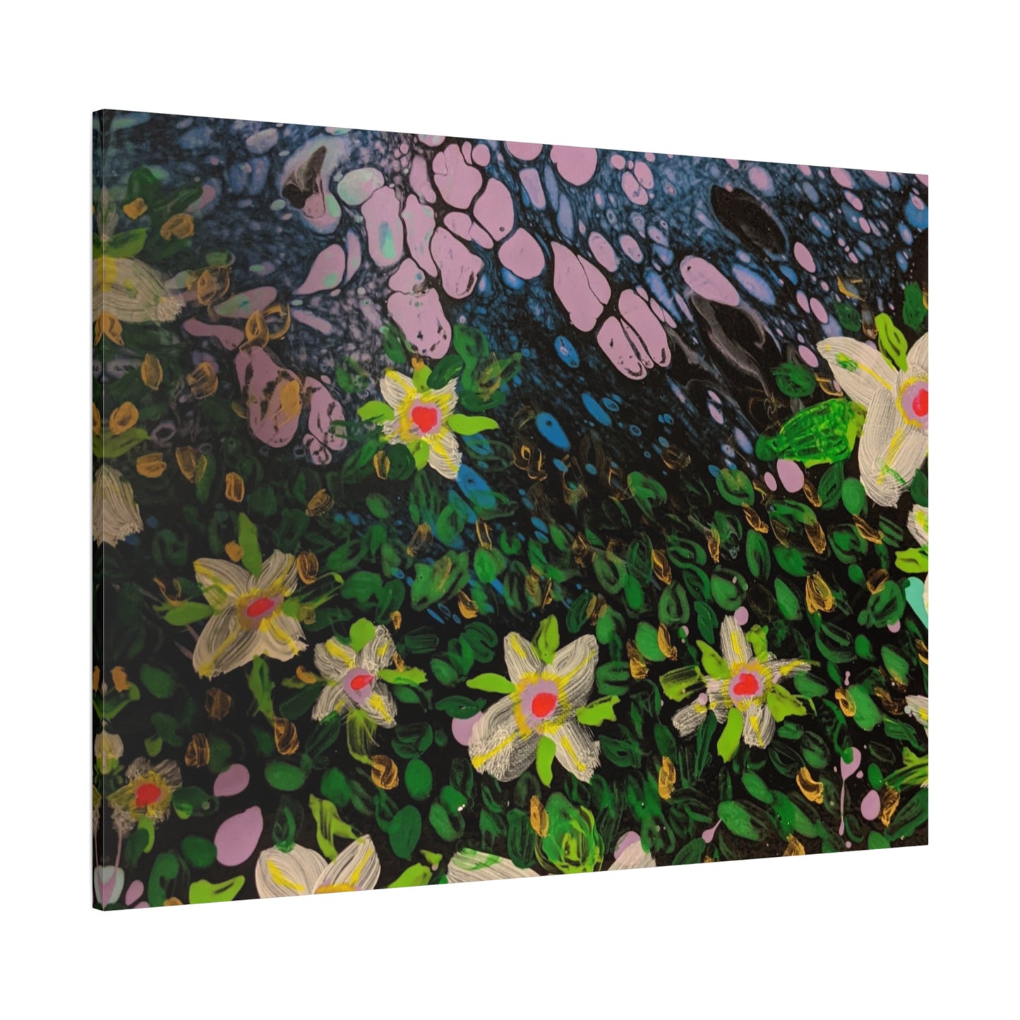 Floetrol&Flowers - Night Pour Garden Matte Canvas Print — Stretched Wall Art