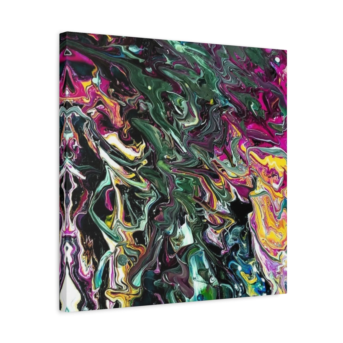 chaos in the garden - Abstract Fluid Art Matte Canvas Print - Colorful Swirl Wall Art
