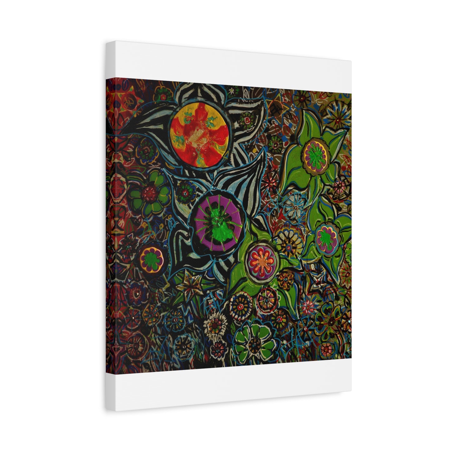 Urban_gardening-03 - Psychedelic Floral Canvas Print — Vibrant Abstract Garden Wall Art