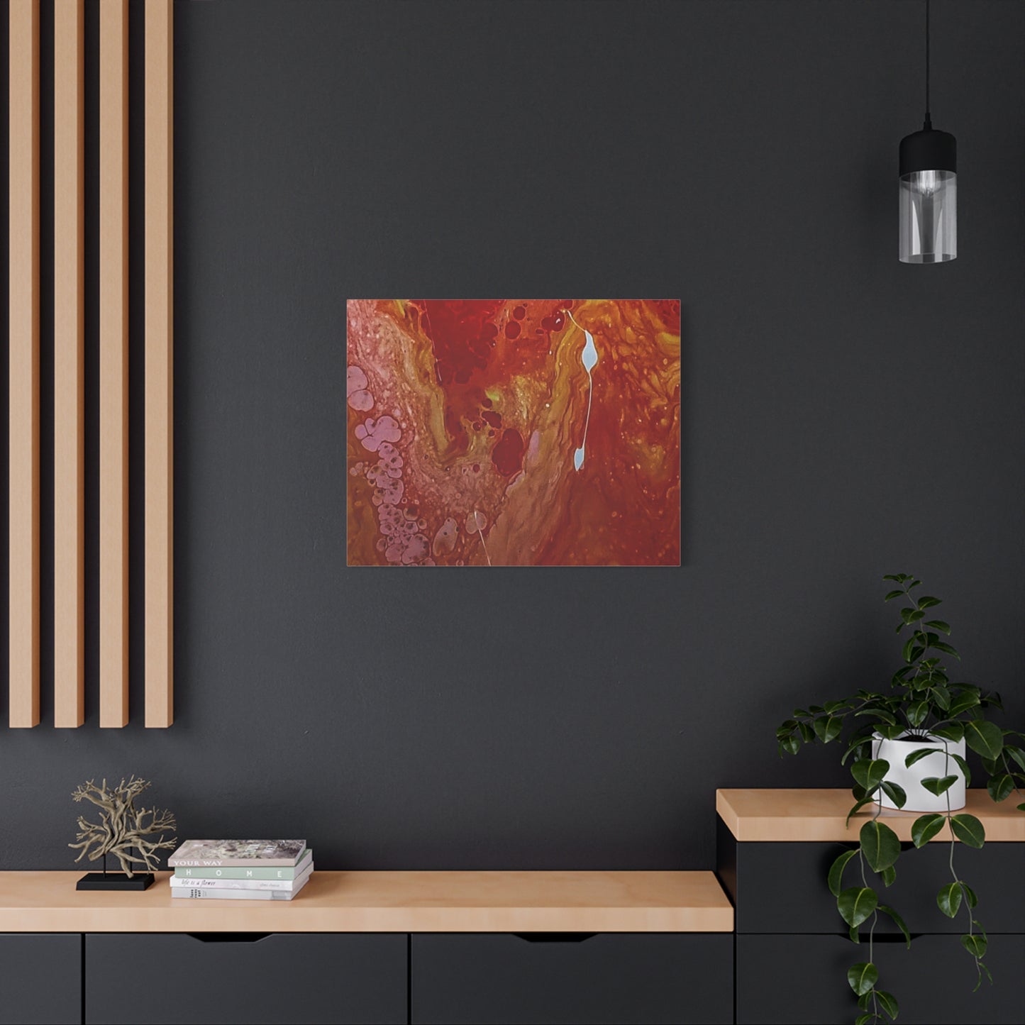 Abstract Red Fluid Art Canvas Print — Matte Stretched Wall Art