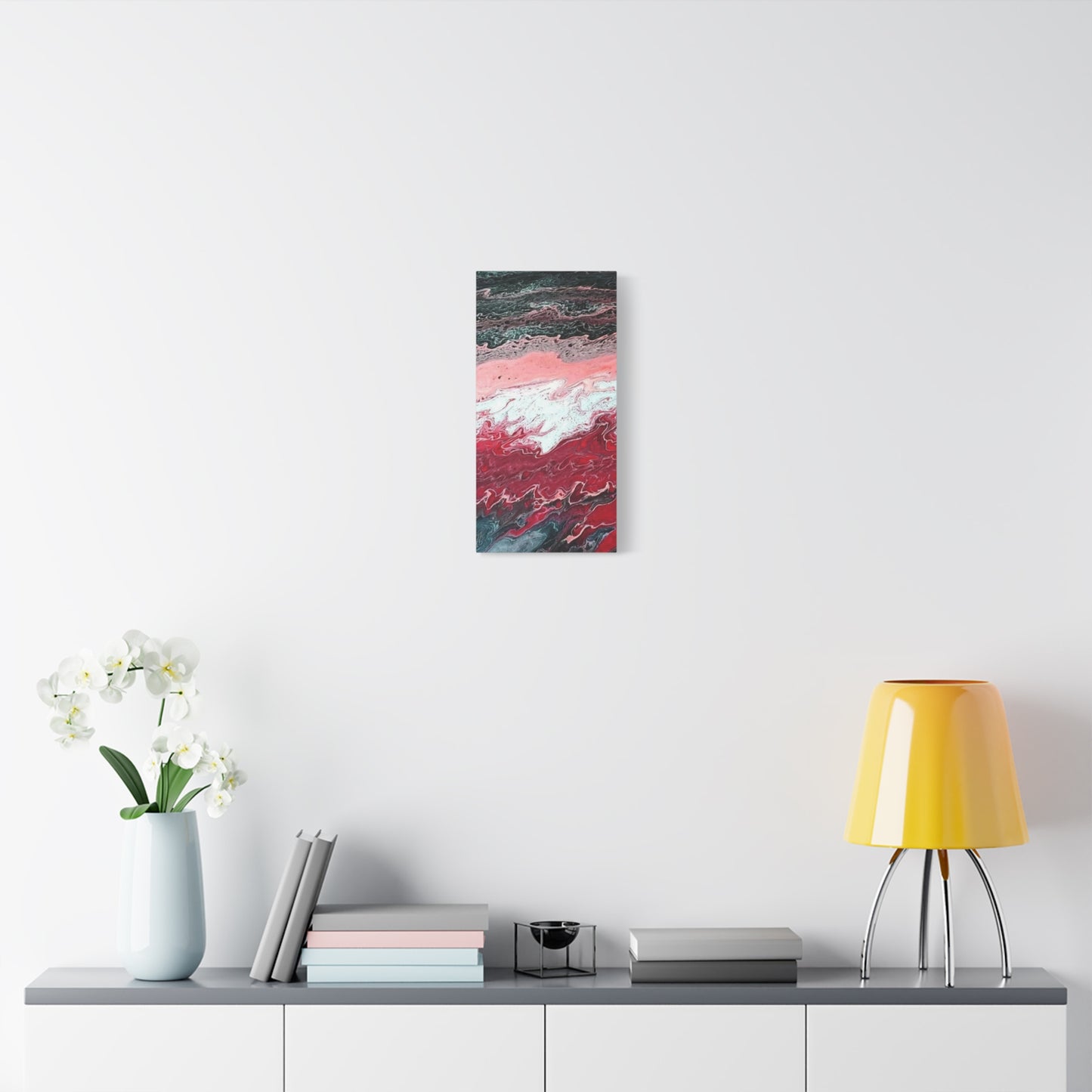 Abstract Pink & Red Fluid Art Canvas — Matte Stretched Wall Art
