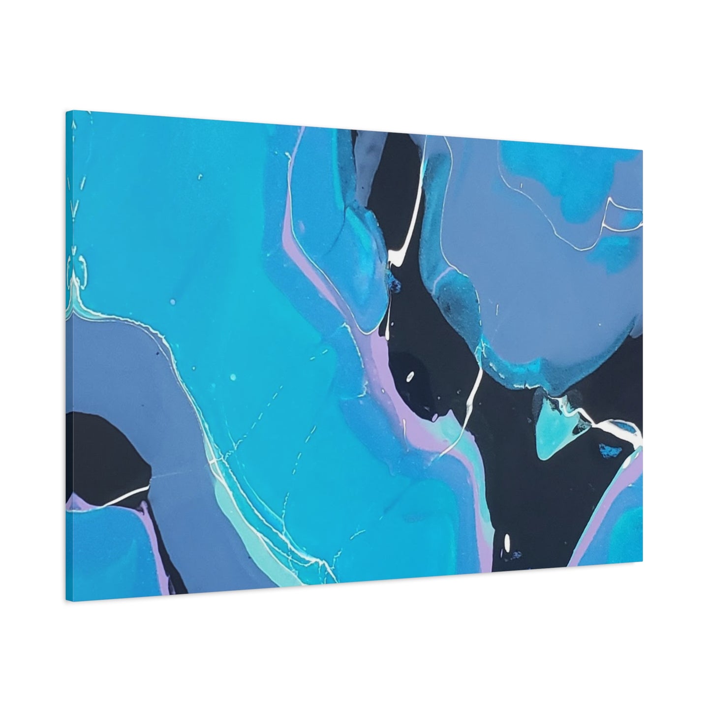 Abstract Blue Fluid Art Canvas Print — Matte Stretched Wall Art 1.25"