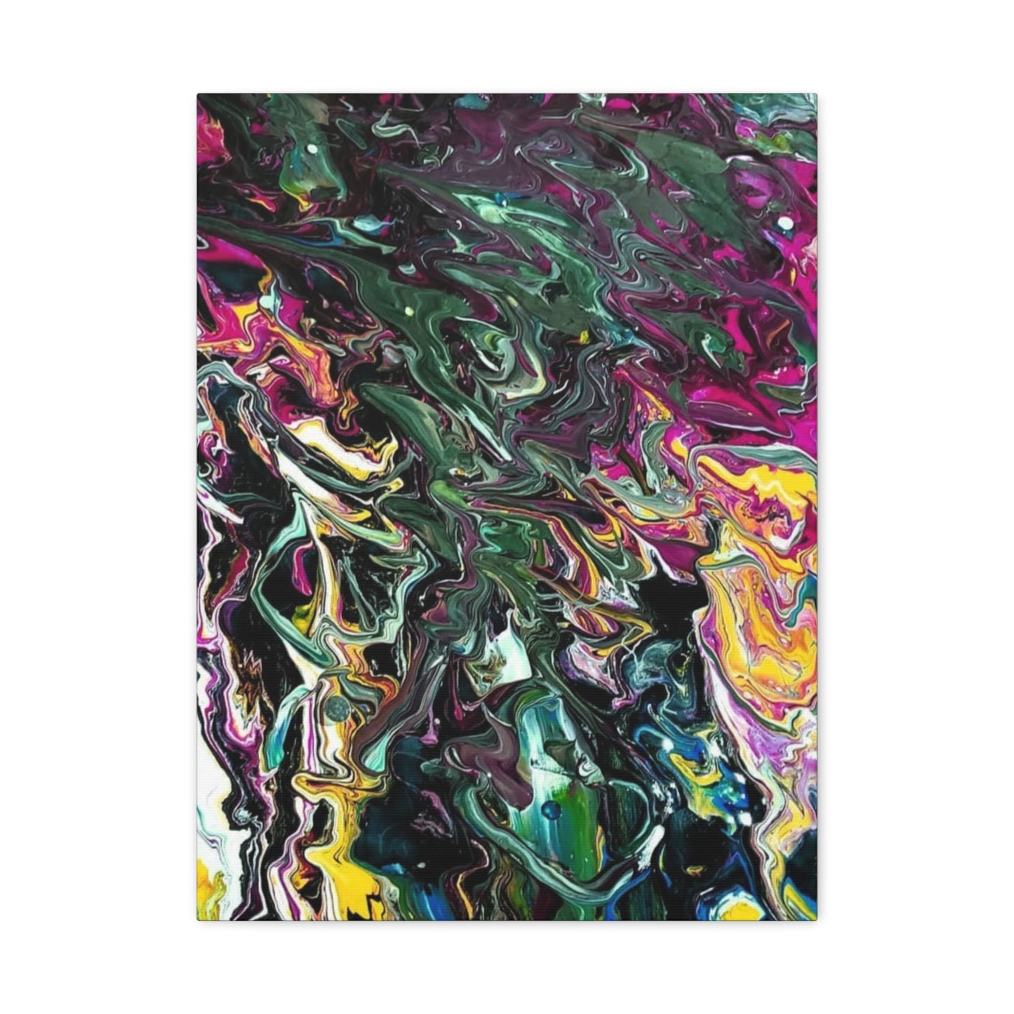 chaos in the garden - Abstract Fluid Art Matte Canvas Print - Colorful Swirl Wall Art