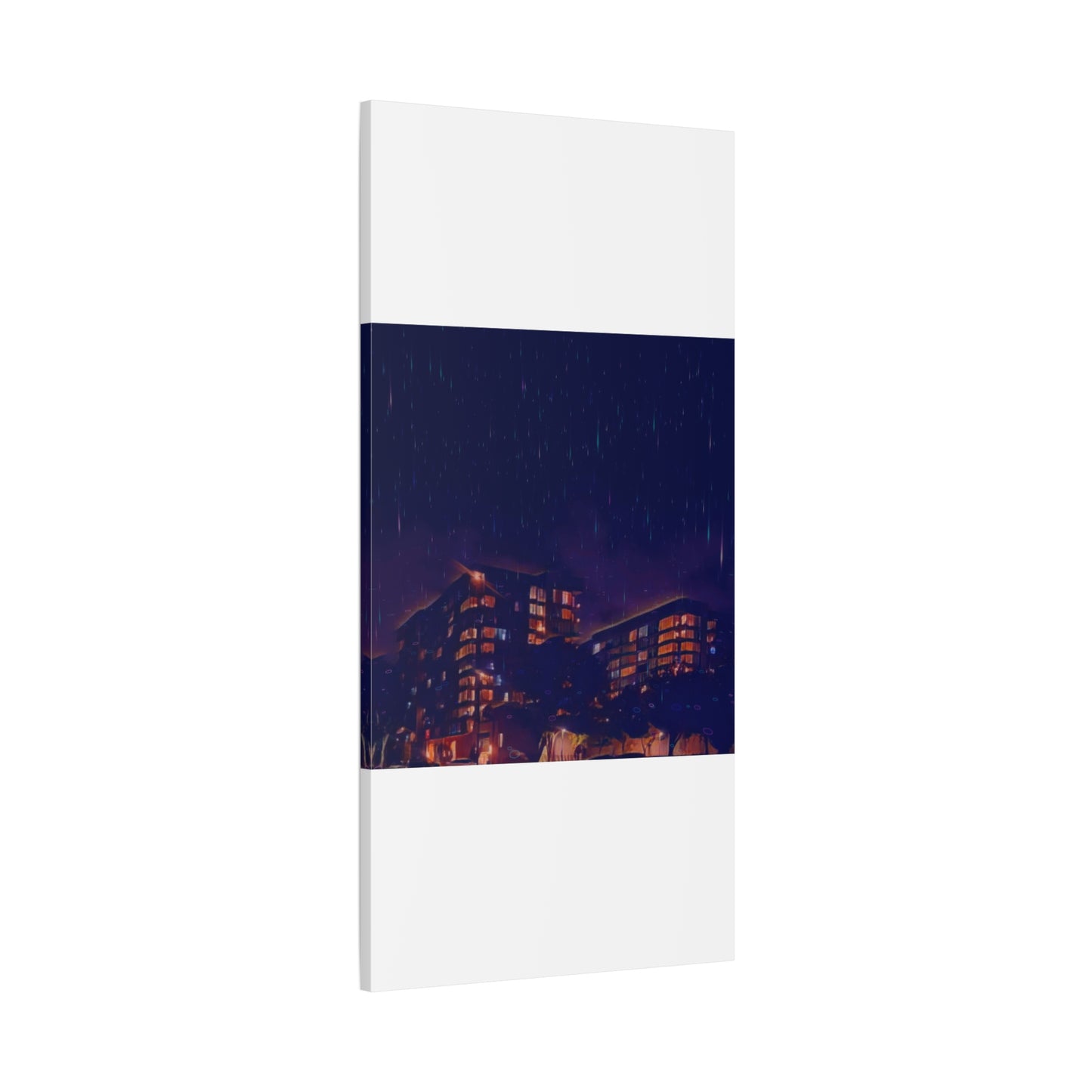 Neon Percipitation @ night - Canvas Print — Moody Urban Wall Art