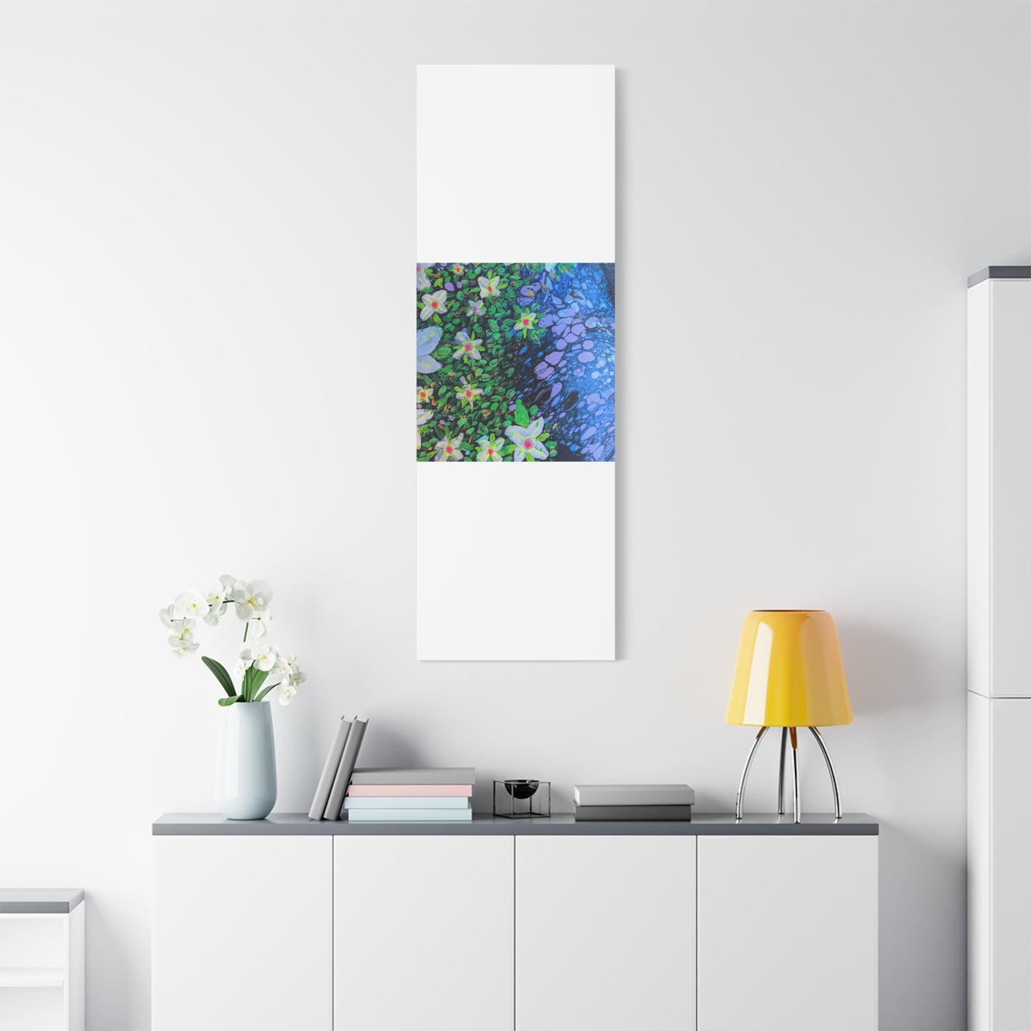 Floetrol&Flowers -  Reef Matte Canvas Wall Art — Blue & Green Abstract Flower Painting