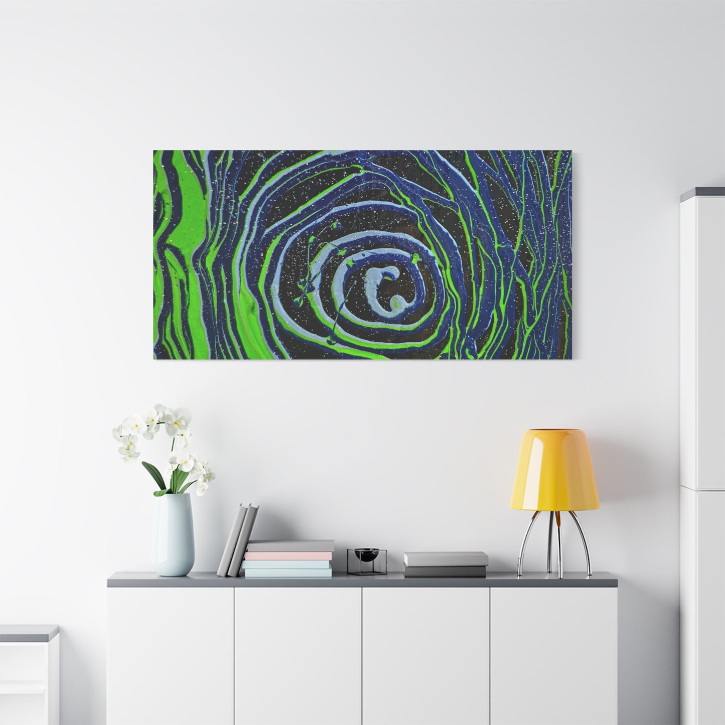 Abstract Green Swirl Matte Canvas Art — Stretched 1.25" Wall Décor