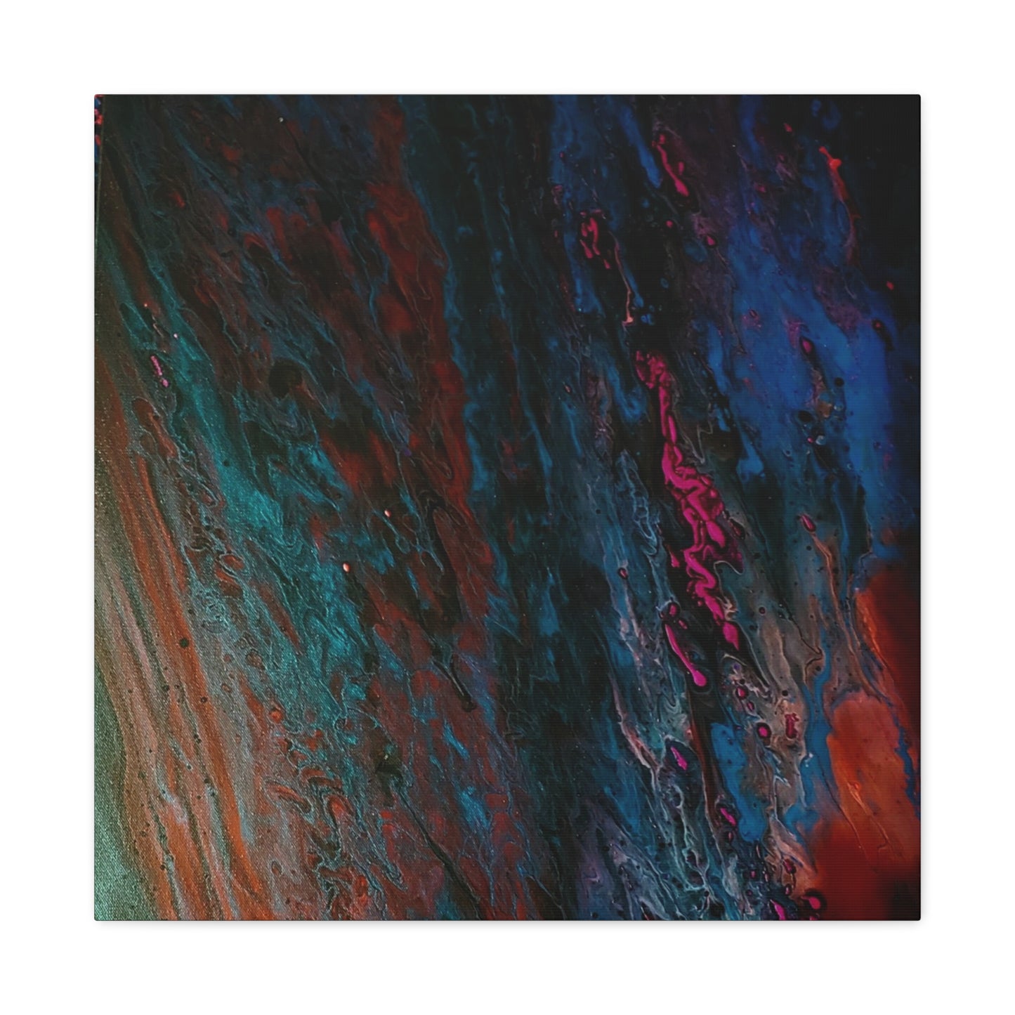 Abstract Fluid Art Canvas Wall Art - Jupiter pour — Vibrant Ocean Night Matte Stretched Canvas