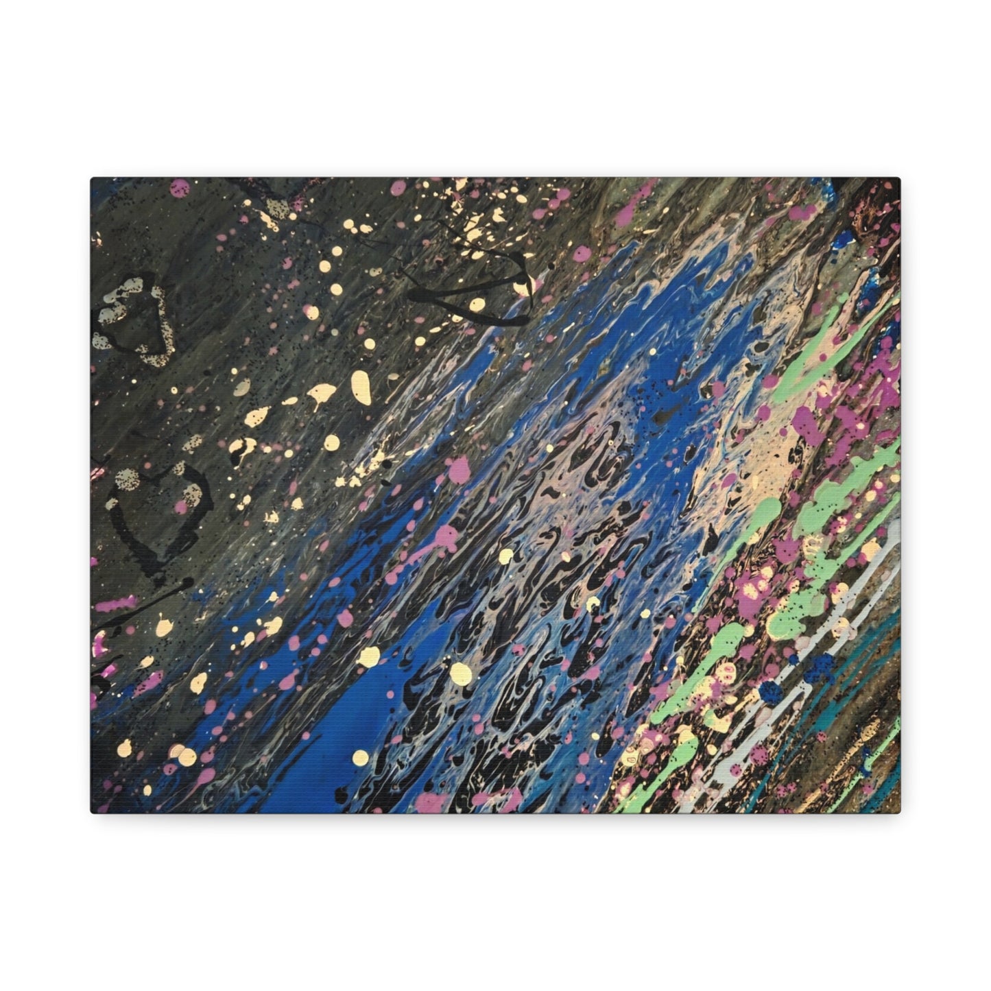 Abstract Splatter Matte Canvas Print — Colorful Fluid Art Wall Decor, Stretched 1.25"