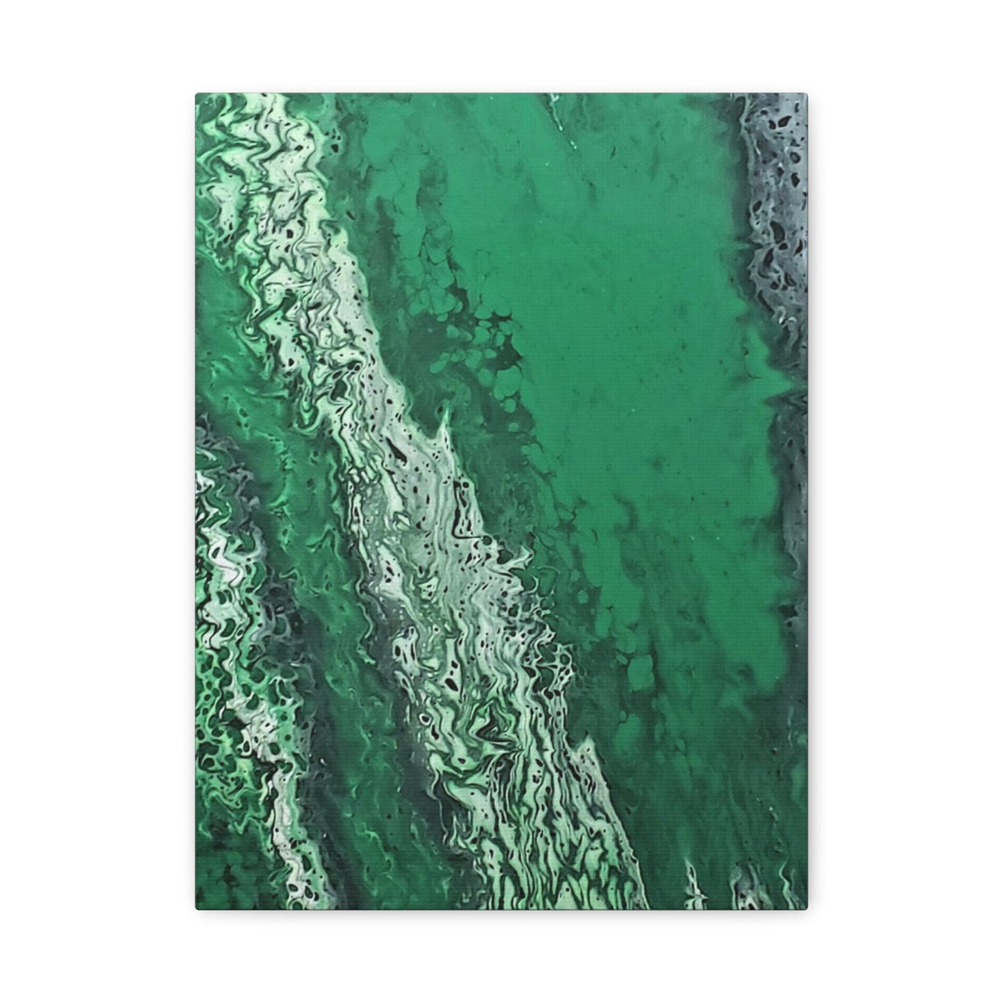 Emerald Wave Abstract Canvas Print — Matte Stretched Wall Art