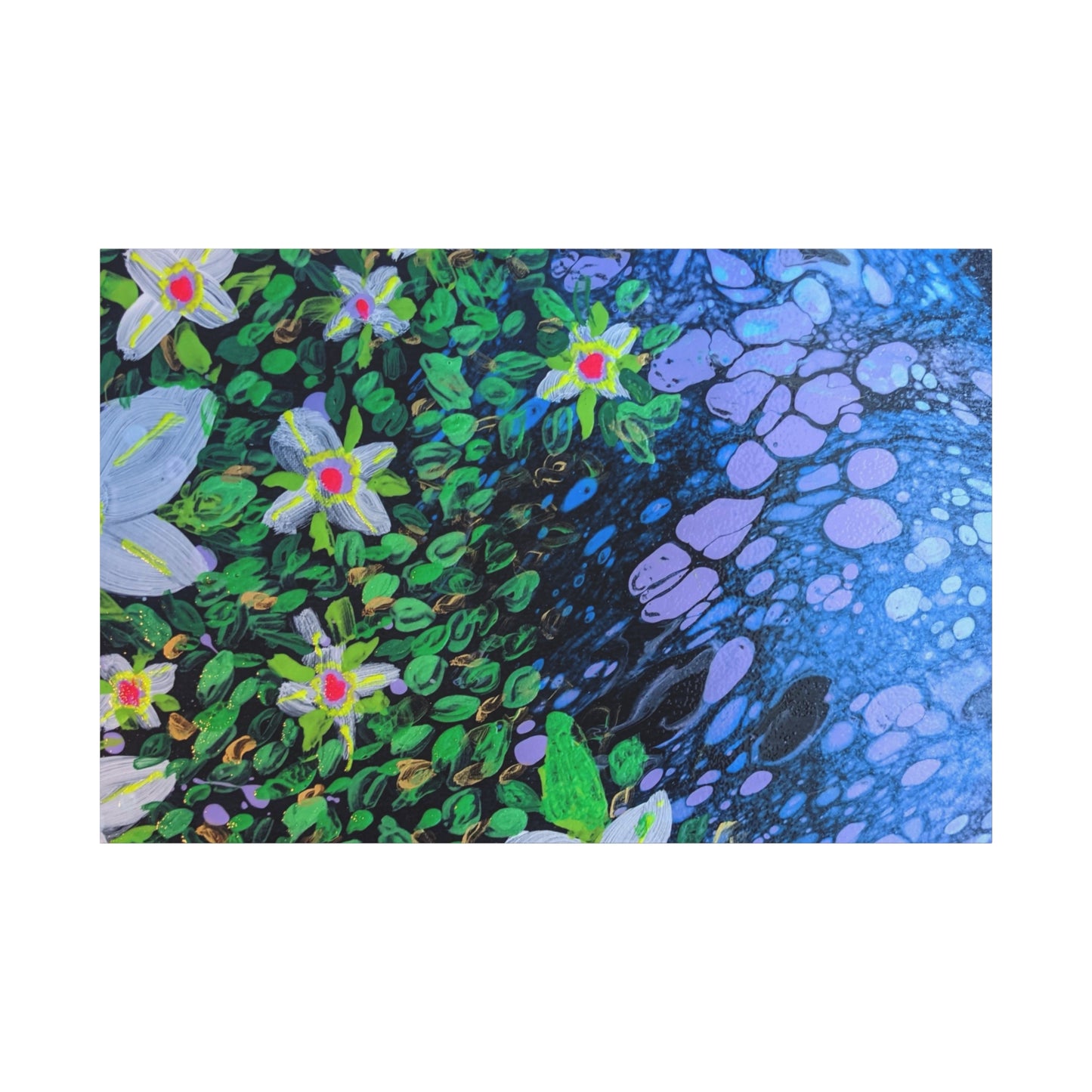 Floetrol&Flowers -  Reef Matte Canvas Wall Art — Blue & Green Abstract Flower Painting