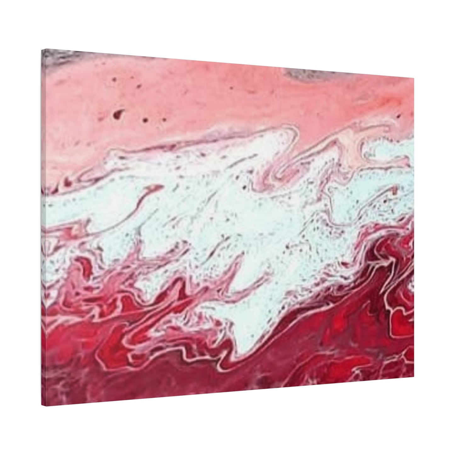 Abstract Pink & Red Fluid Art Canvas — Matte Stretched Wall Art