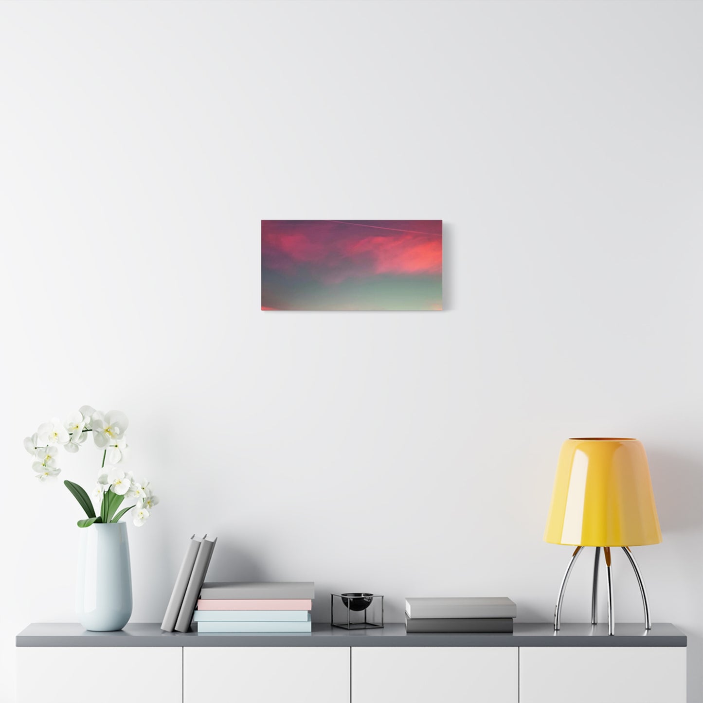 pink sky at morning - Horizon Matte Canvas Print — Vibrant Pink & Teal Sky Wall Art, Stretched 1.25"