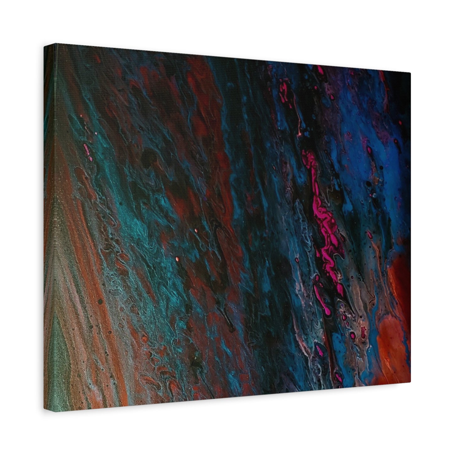 Abstract Fluid Art Canvas Wall Art - Jupiter pour — Vibrant Ocean Night Matte Stretched Canvas