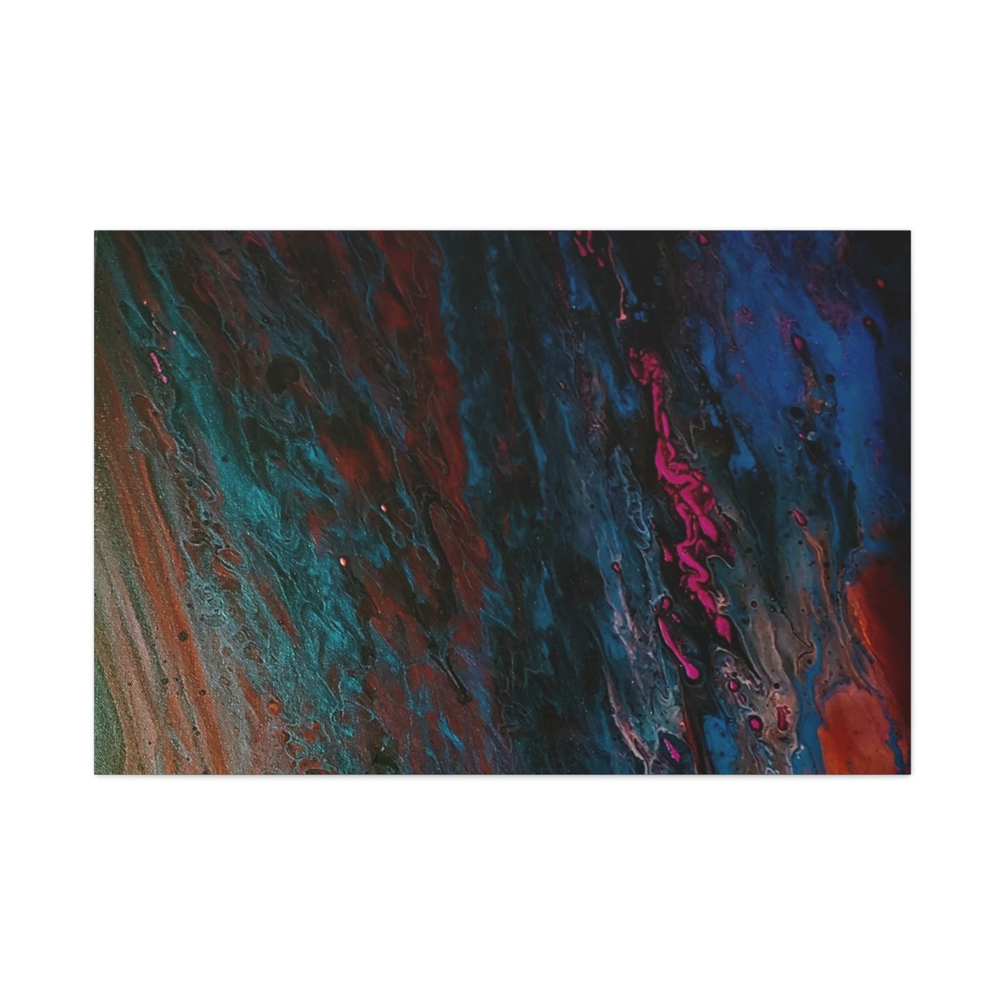 Abstract Fluid Art Canvas Wall Art - Jupiter pour — Vibrant Ocean Night Matte Stretched Canvas