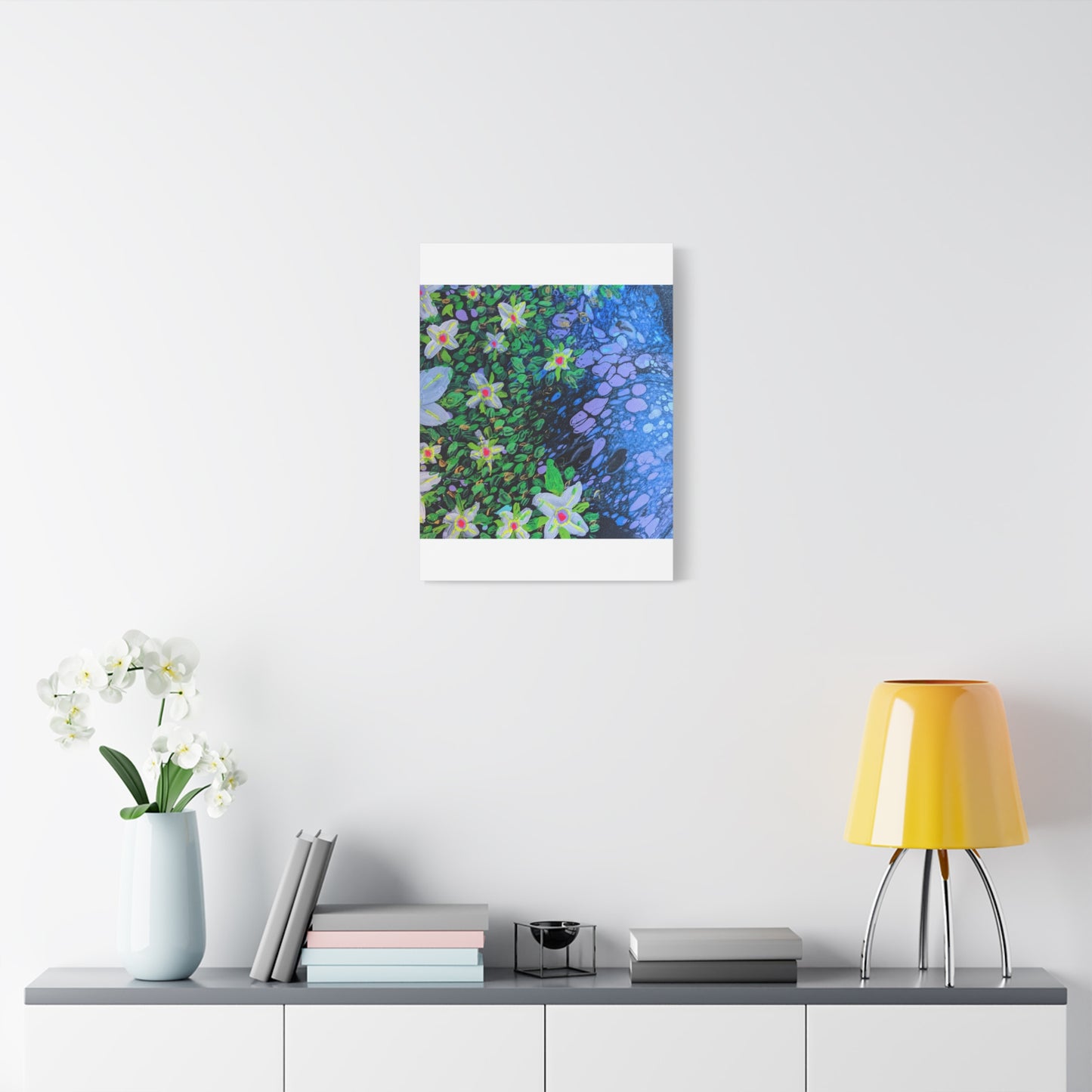 Floetrol&Flowers -  Reef Matte Canvas Wall Art — Blue & Green Abstract Flower Painting
