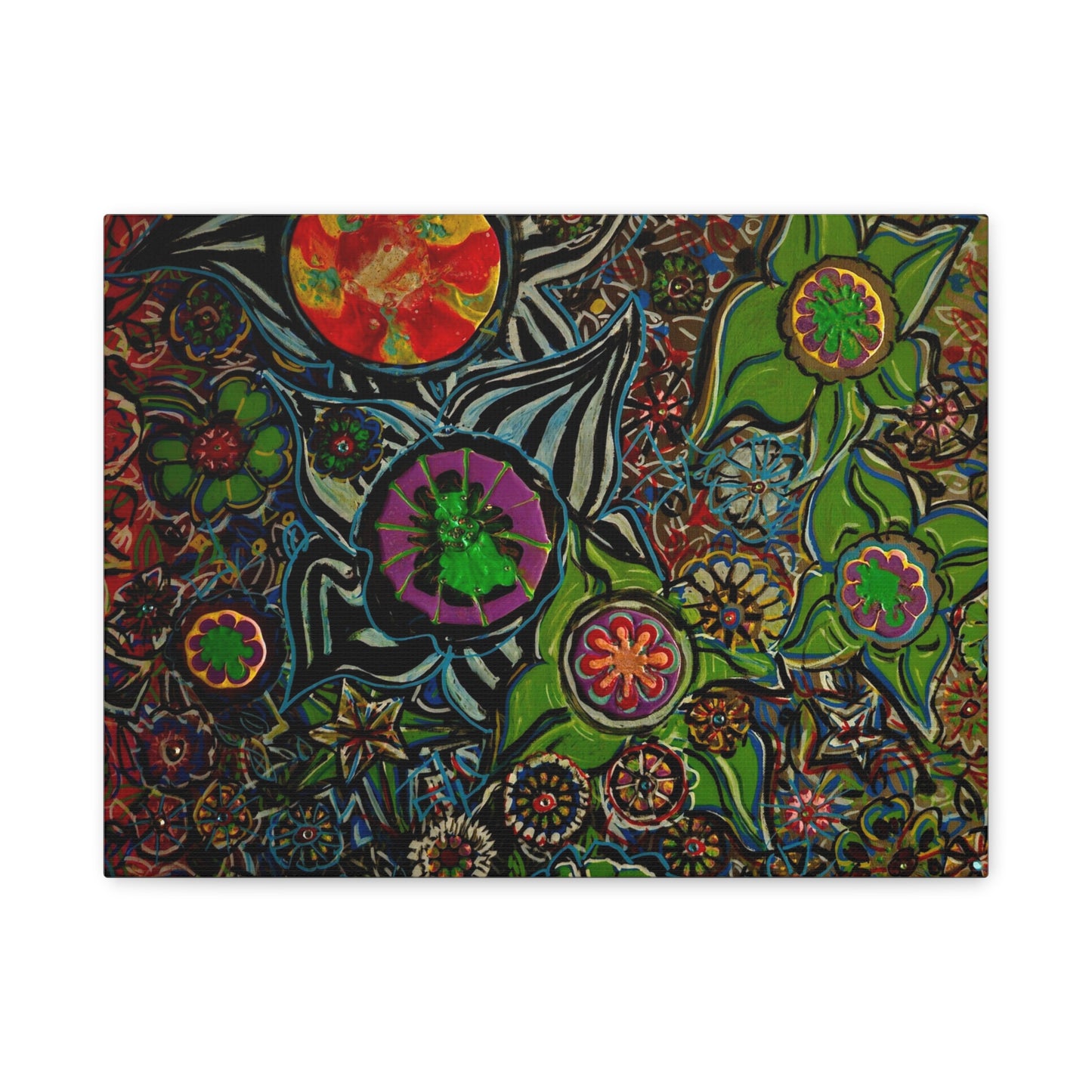 Urban_gardening-03 - Psychedelic Floral Canvas Print — Vibrant Abstract Garden Wall Art