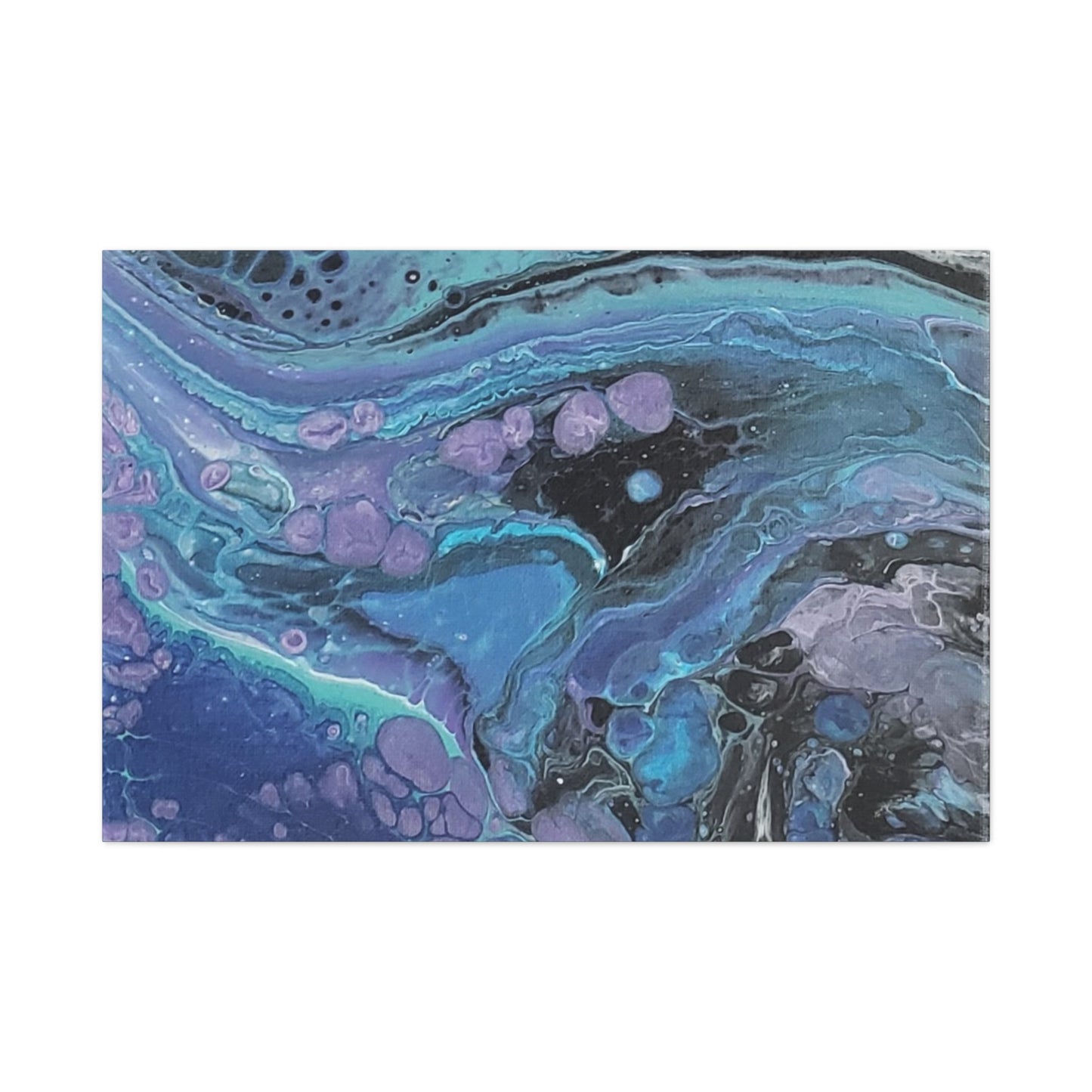 Abstract Ocean Wave Matte Canvas Print — Blue & Purple Fluid Art, Stretched 1.25"