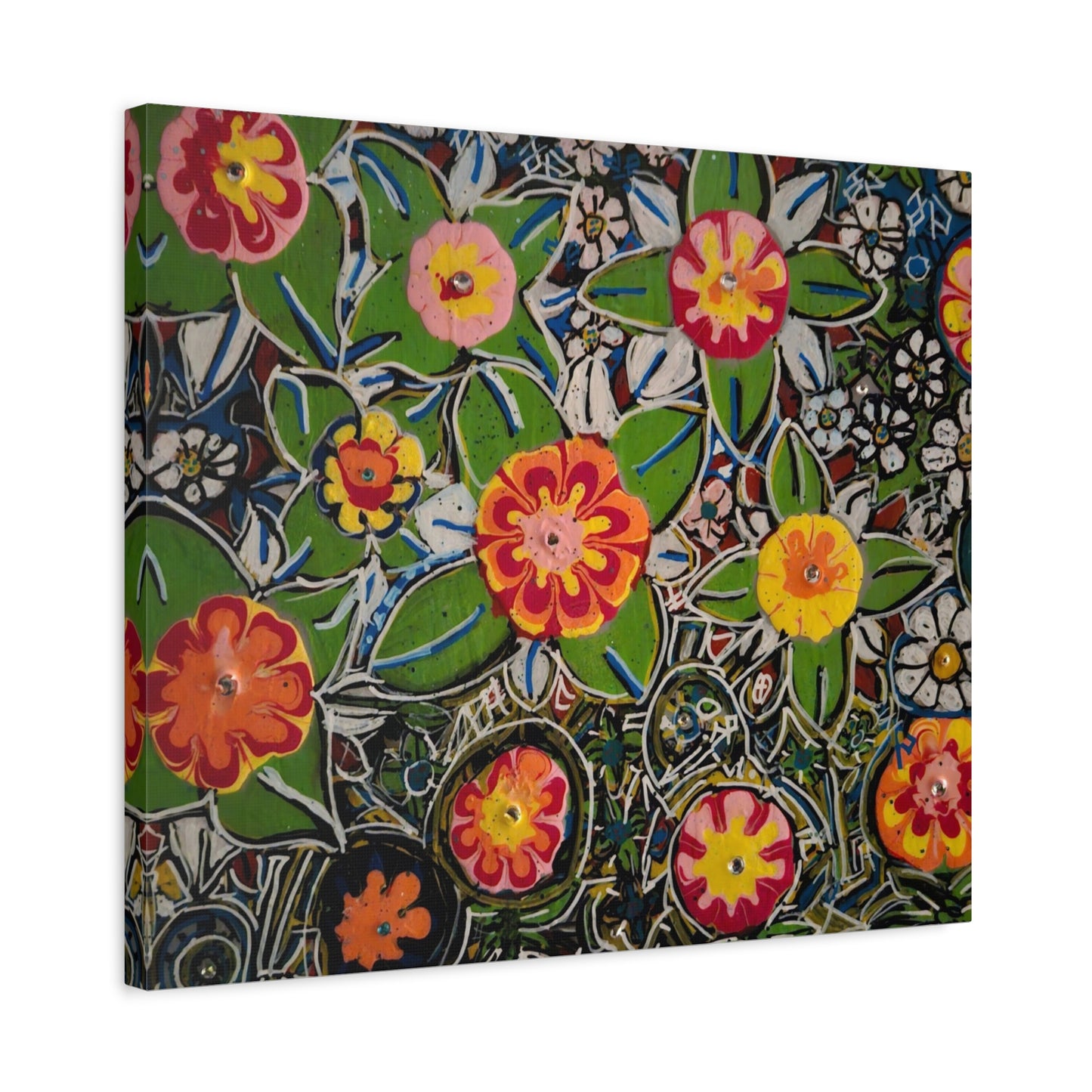 Urban_gardening-04 - Floral Pop Matte Stretched Canvas – Colorful Hand-Painted Garden Wall Art