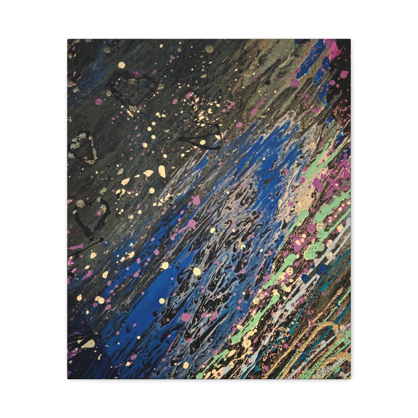 Abstract Splatter Matte Canvas Print — Colorful Fluid Art Wall Decor, Stretched 1.25"