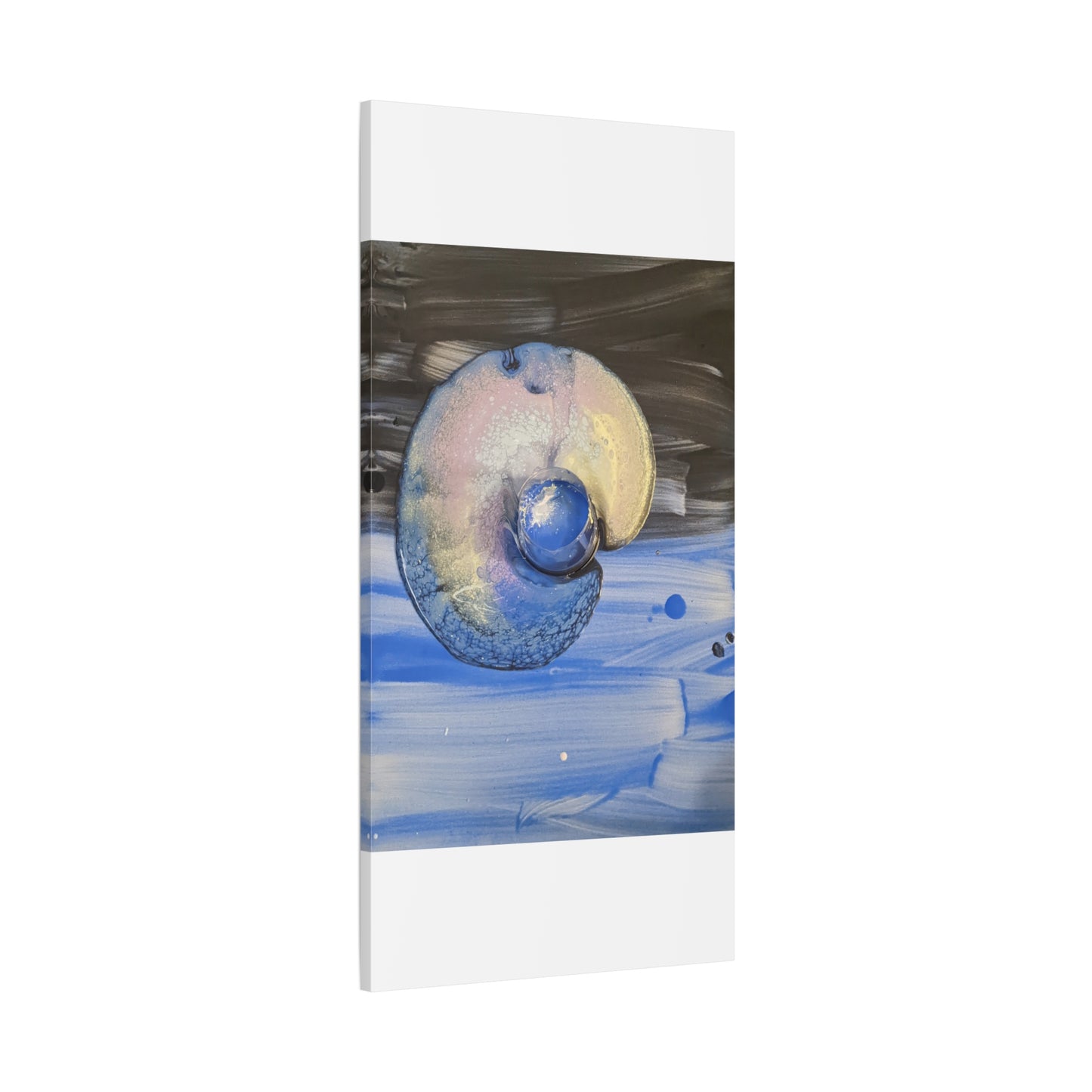 the nautilus - Abstract Blue Spiral Matte Canvas Art - Nautical Coastal Wall Decor