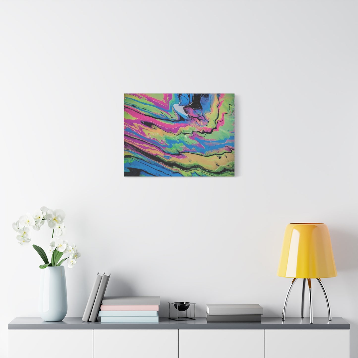 Abstract Neon Fluid Art Canvas Print — Vibrant Psychedelic Wall Decor