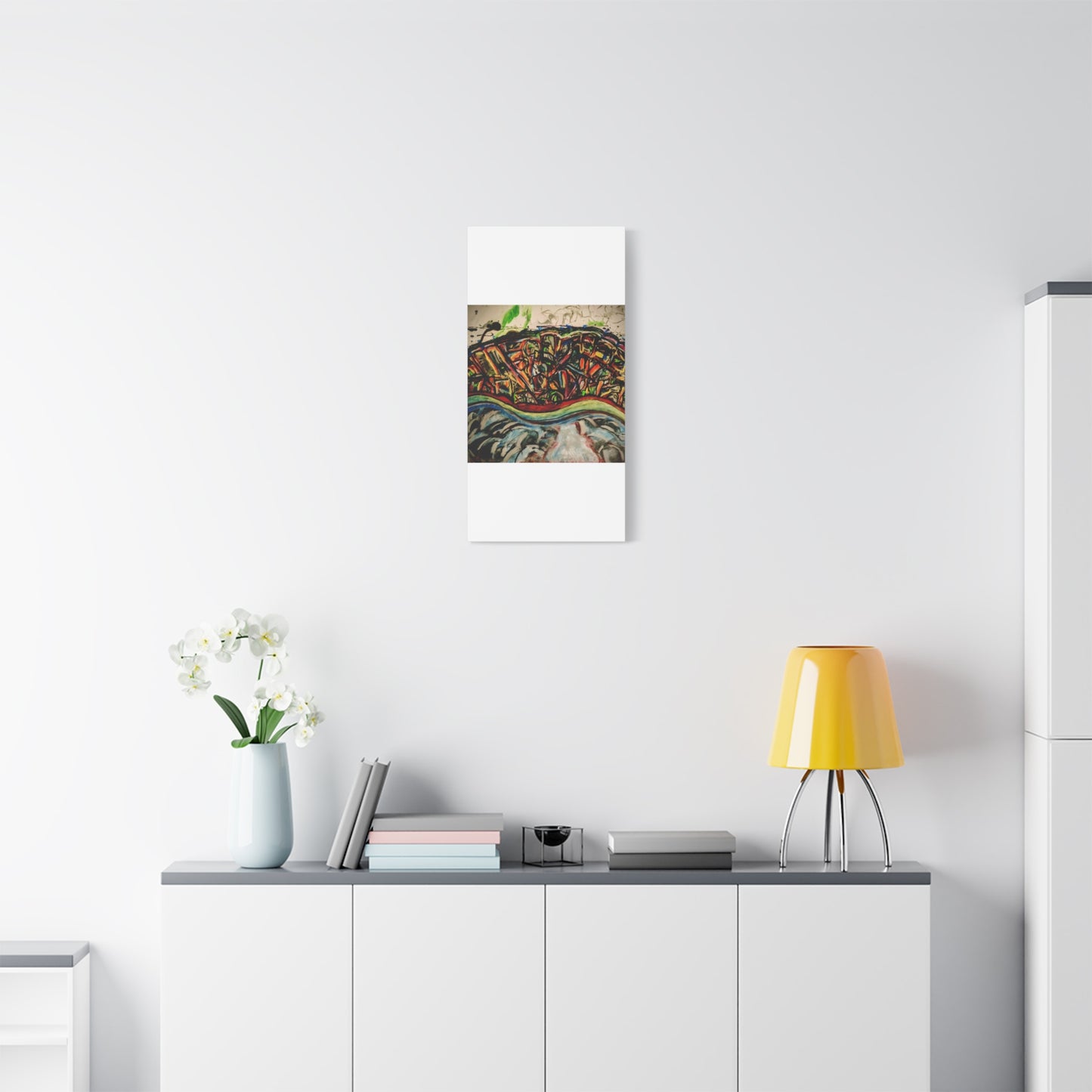 Acrylic_inequalities - Abstract Coastal Cityscape Canvas — Vibrant Ocean Wave Wall Art