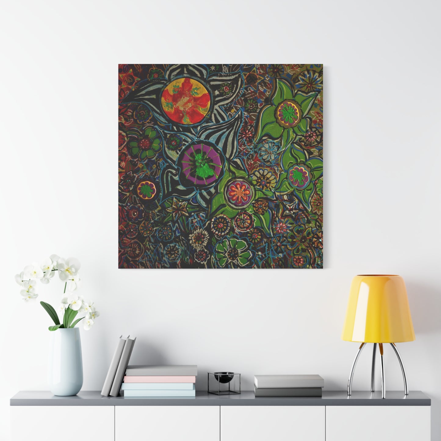 Urban_gardening-03 - Psychedelic Floral Canvas Print — Vibrant Abstract Garden Wall Art