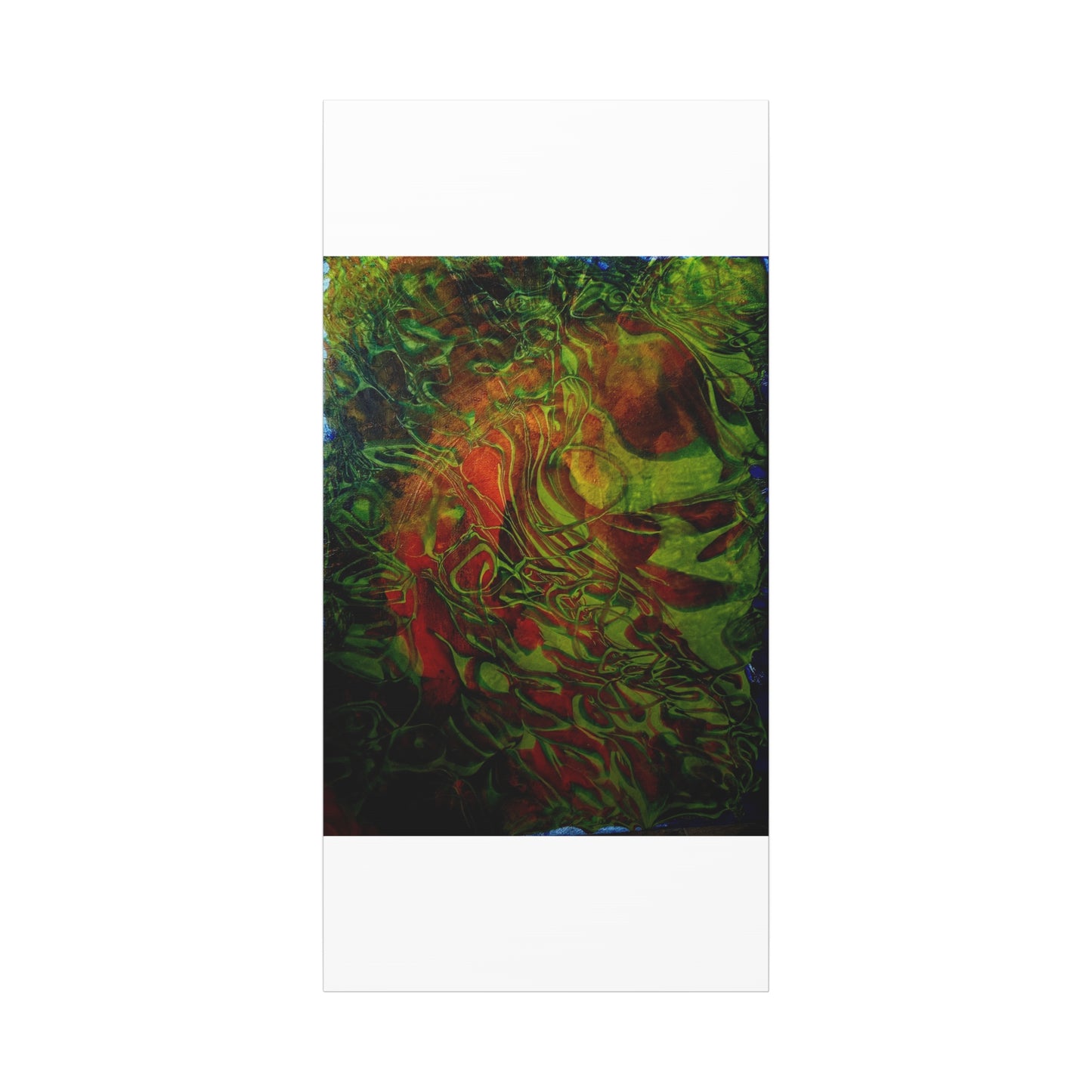 Abstract Green & Red Fluid Art Canvas Print