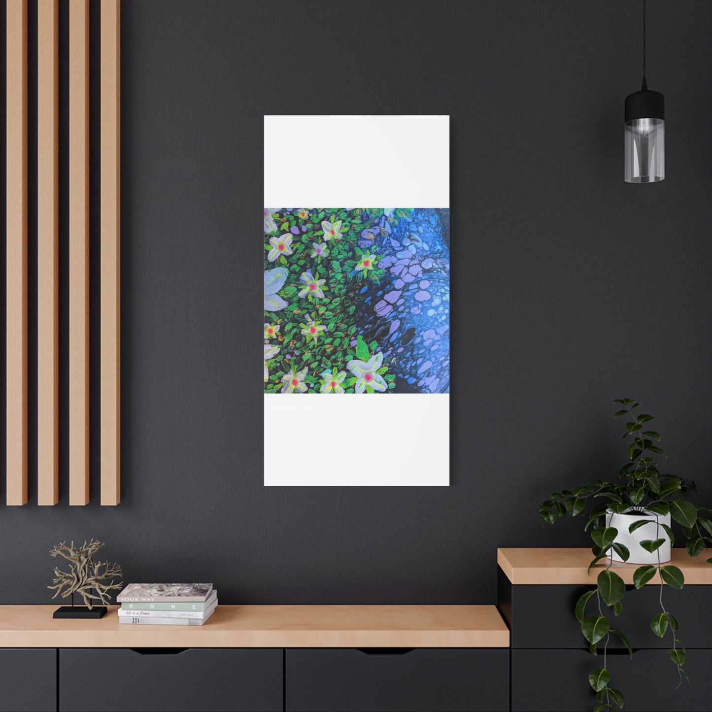 Floetrol&Flowers -  Reef Matte Canvas Wall Art — Blue & Green Abstract Flower Painting