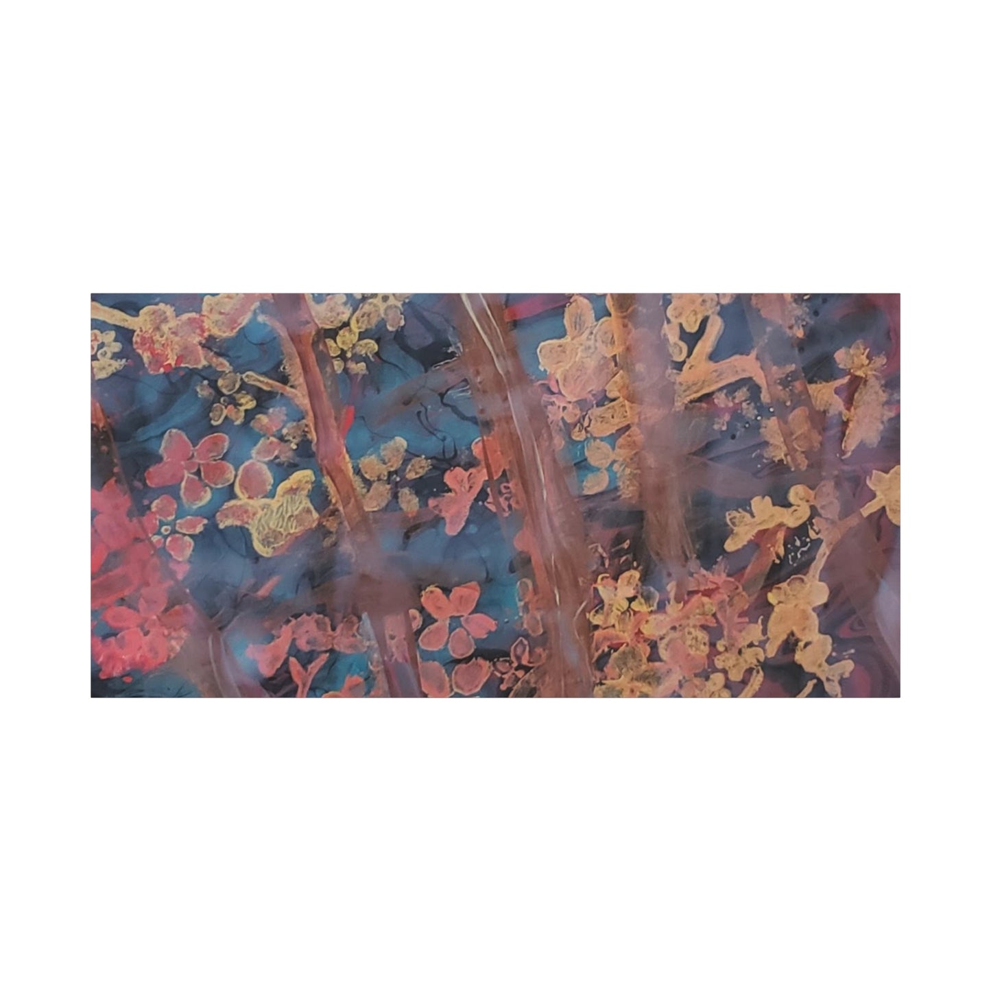 Abstract Floral Canvas Print — Moody Pink & Blue Stretched Wall Art