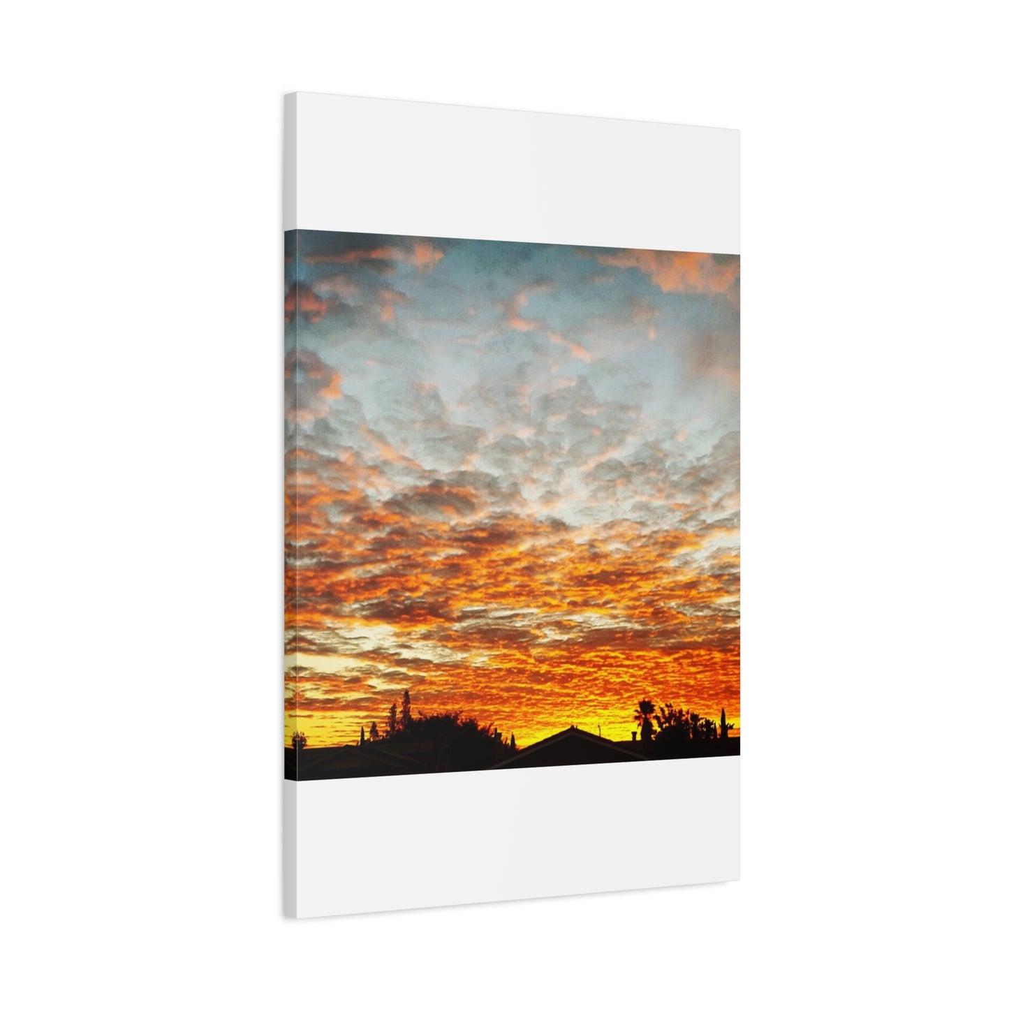 Sunset Sky Canvas Print — Orange Cloudscape Matte Stretched Wall Art