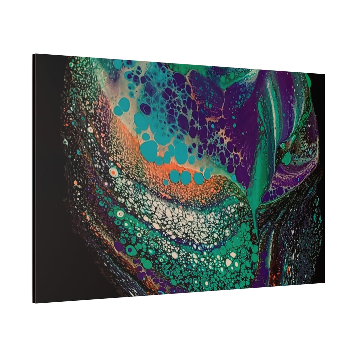 Abstract Fluid Art Canvas Print — Teal, Purple & Gold Swirl Matte Stretched Wall Art