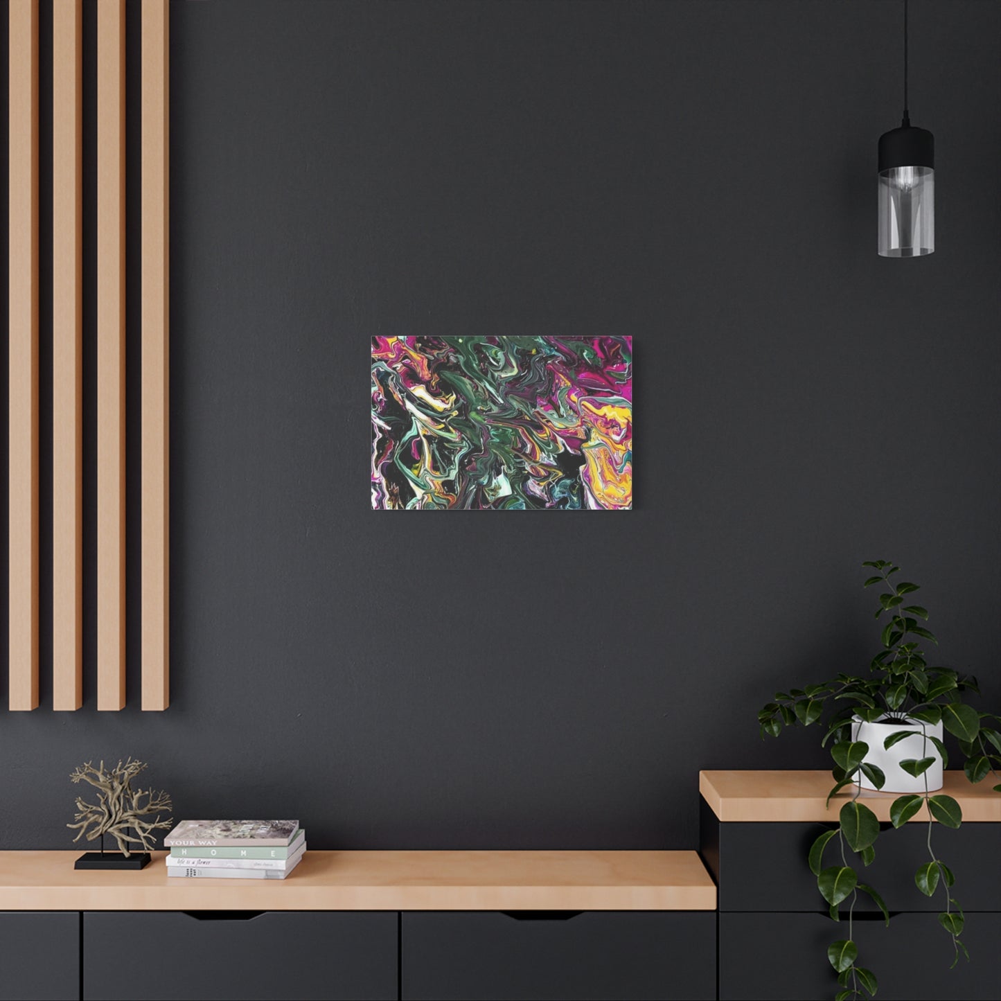 chaos in the garden - Abstract Fluid Art Matte Canvas Print - Colorful Swirl Wall Art